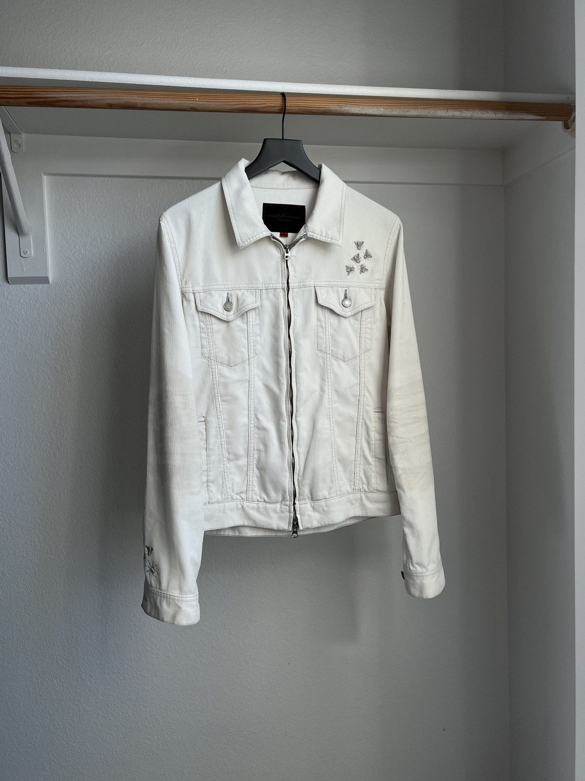 image of Jun Takahashi x Undercover Aw06 “Bbv Guru Guru” Bug Corduroy Jacket in White, Men's (Size Large)