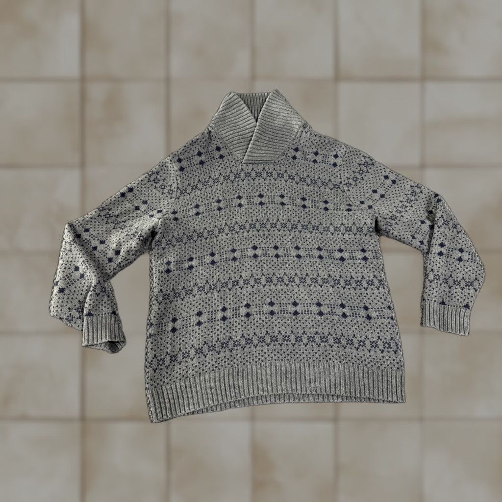 Levi's Levi's Mens XL Gray Fair Isle Pattern Shawl Collar Pullover Knit Winter Sweater Size US XL / EU 56 / 4 - 1 Thumbnail