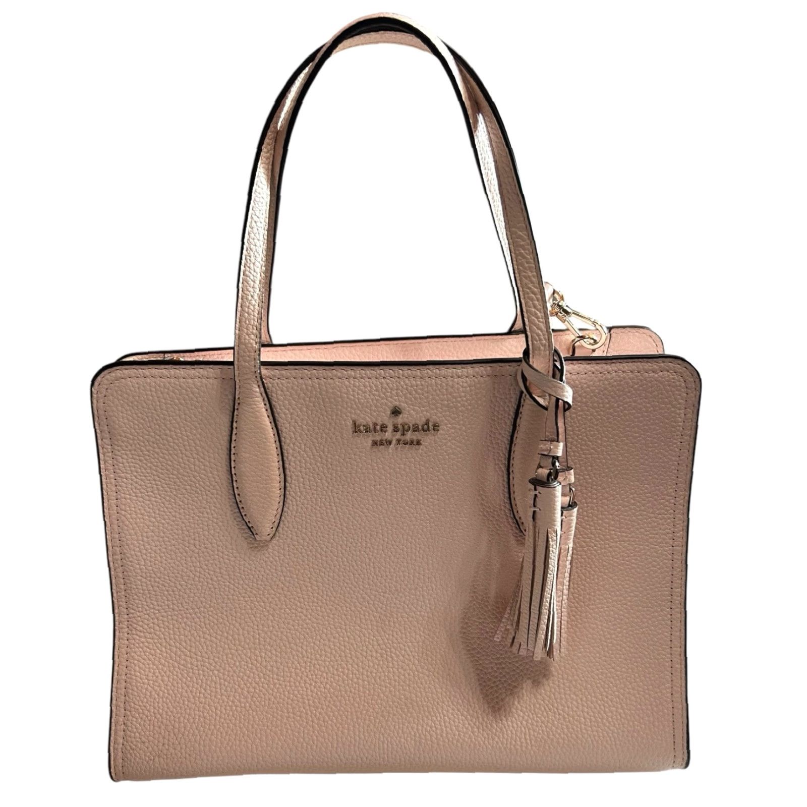Vintage kate spade new york Rowe Satchel Crossbody Purse Leather PeachPuff Women | Tassel | Pebbled Leather | Medium Size ONE SIZE - 2 Thumbnail