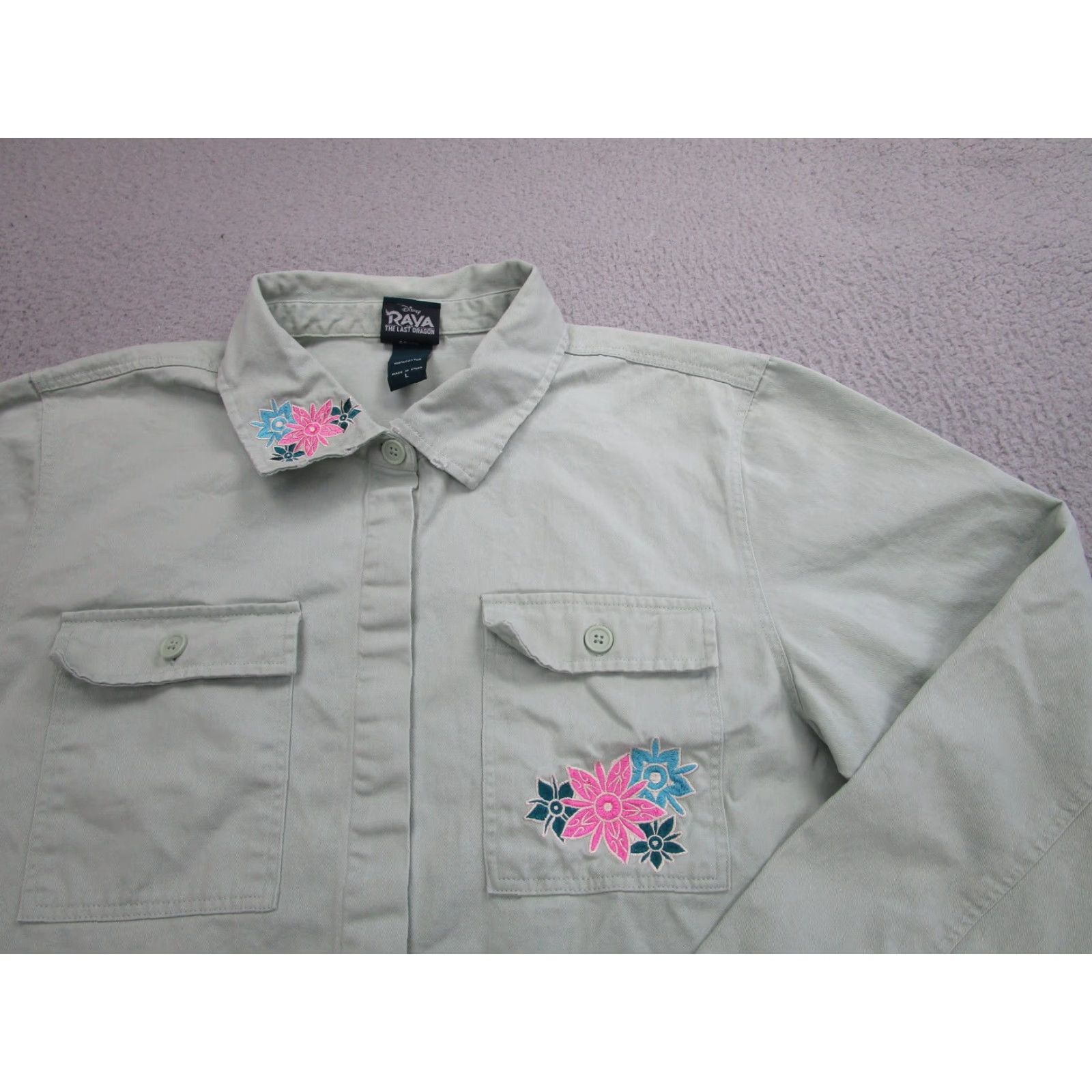 Vintage Disney Raya Last Dragon Shirt Womens Large Green Embroidered Floral Her Universe Size L / US 10 / IT 46 - 2 Thumbnail
