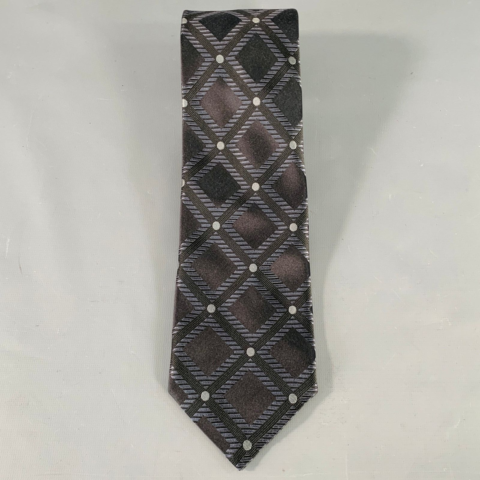 Ermenegildo Zegna ERMENEGILDO ZEGNA Black Navy Geometric Jacquard Silk Tie Size ONE SIZE - 2 Thumbnail