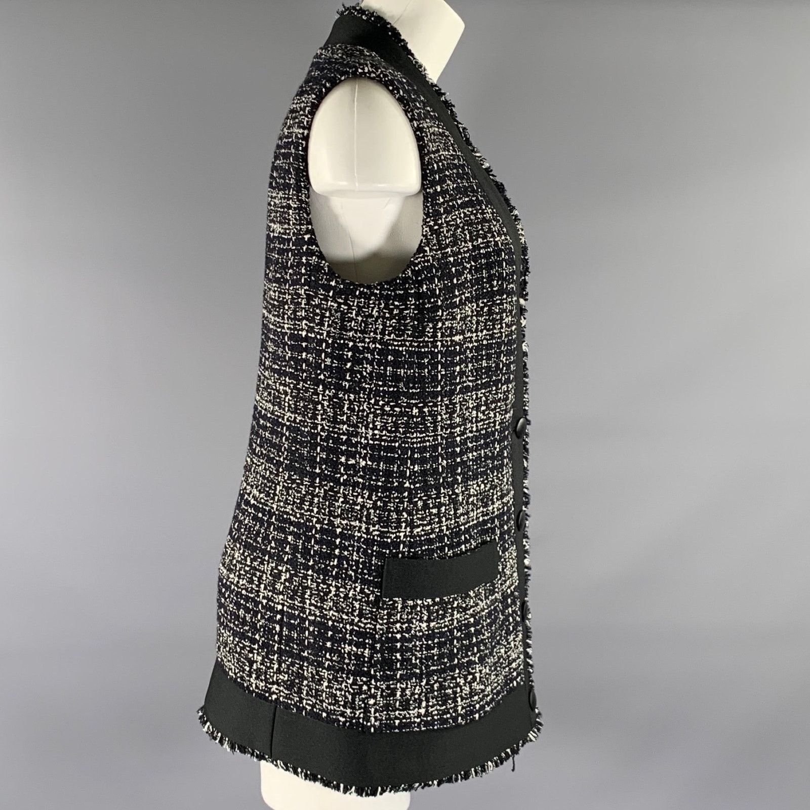 Akris AKRIS Size L Black White Polyester Blend Sleeveless Vest Size US L / EU 52-54 / 3 - 3 Thumbnail