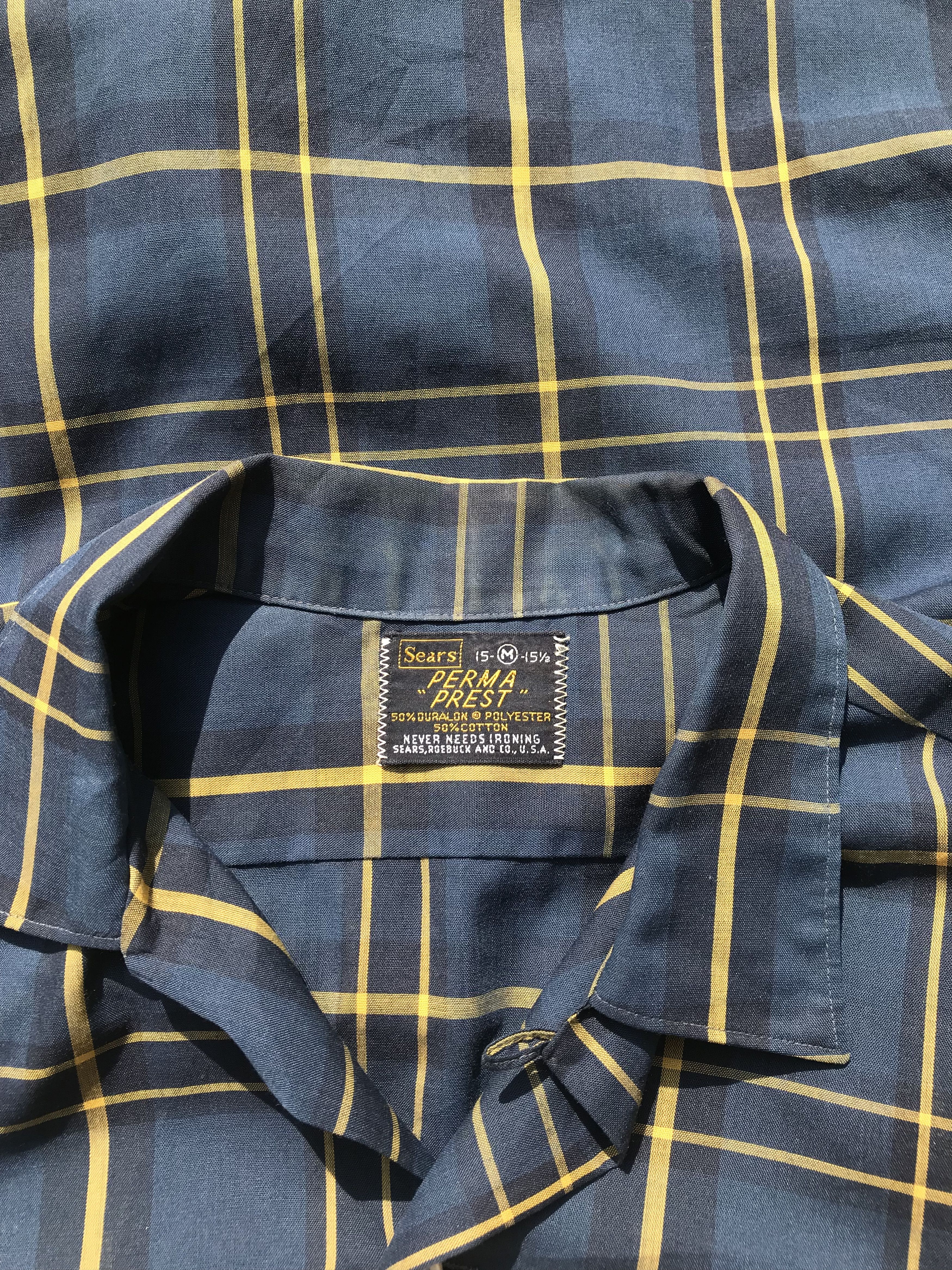 Sears × Vintage Vintage Sears Usa Perma-Prest Windowpane Shirt never need Size US M / EU 48-50 / 2 - 7 Thumbnail