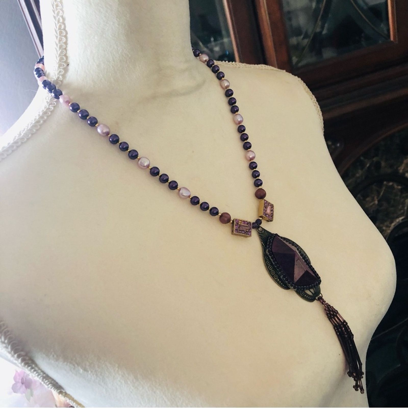 Handmade Handcrafted repurpose lilac freshwater purple Pearl necklace Size ONE SIZE - 3 Thumbnail