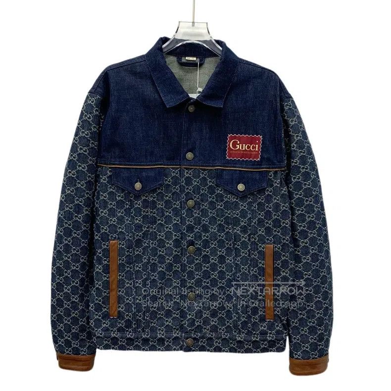 Gucci Gucci Dark blue logo jacquard full-print cotton lapel sing Size US S / EU 44-46 / 1 - 1 Thumbnail