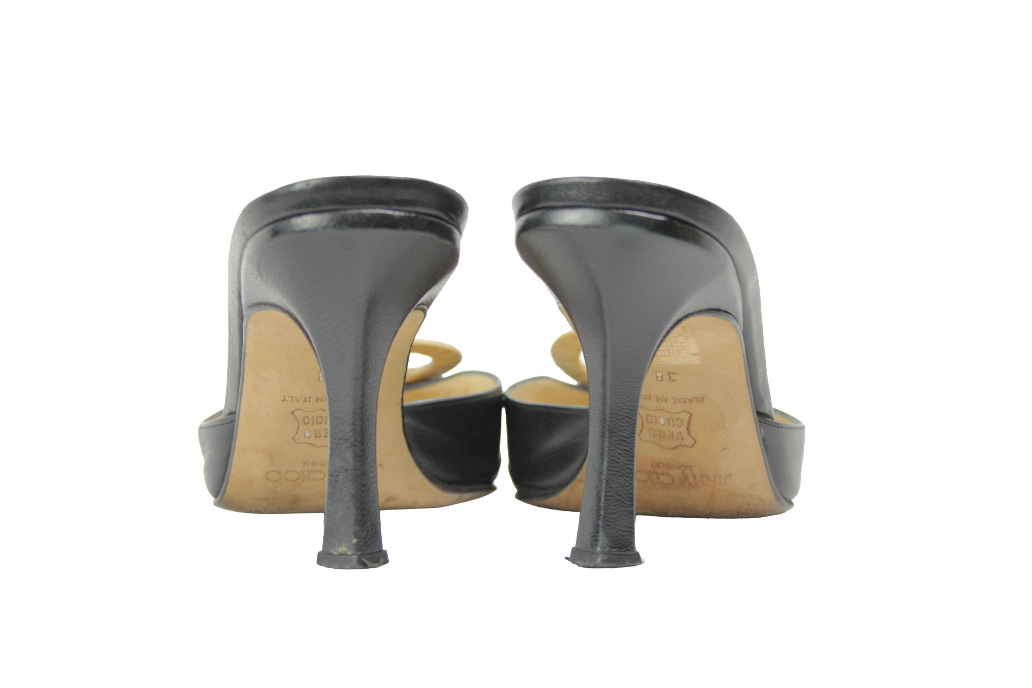 Jimmy Choo 00S Y2K Peep-Toe Heeled Mules Vintage Size US 8 / IT 38 - 11 Thumbnail