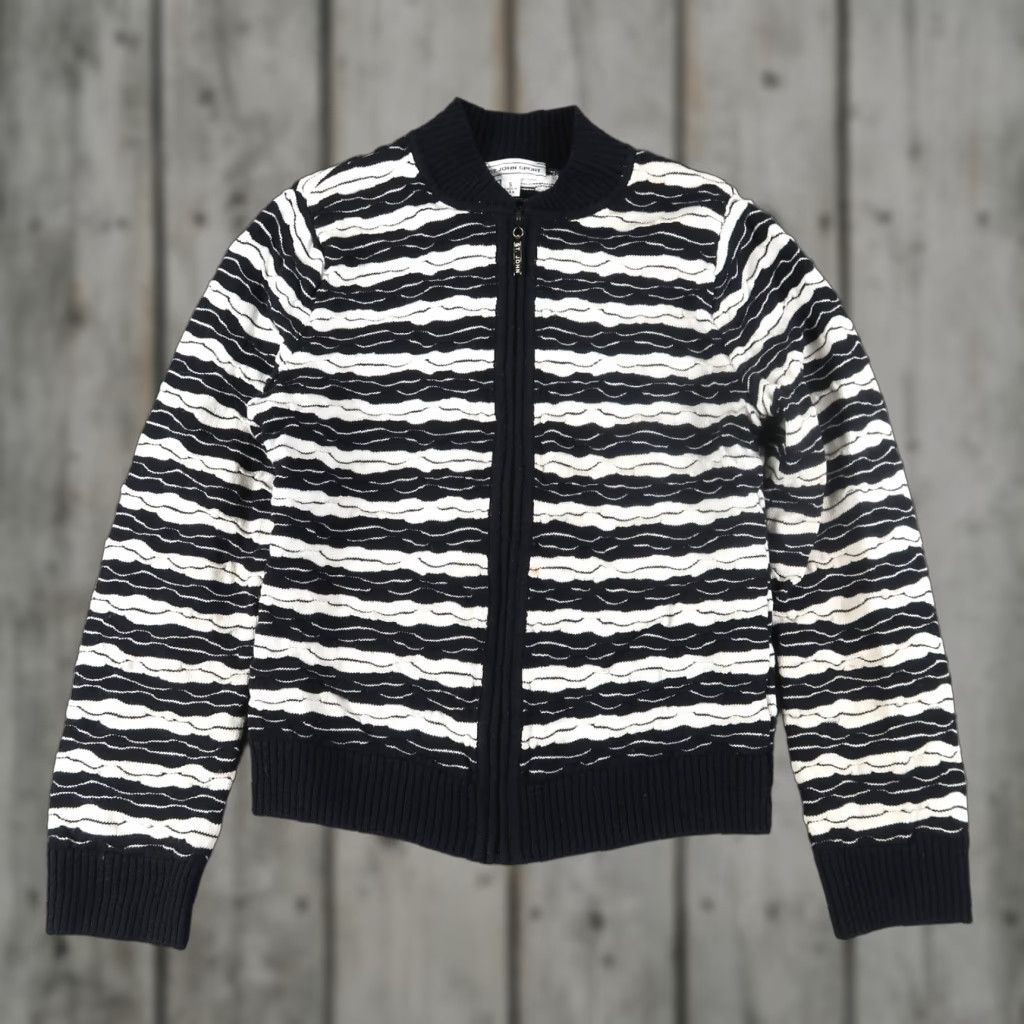 St. John VINTAGE St. John Women's Knit Jacket Short S Black White Striped Wool Rayon Cotton 90s Fashion Size S / US 4 / IT 40 - 1 Thumbnail