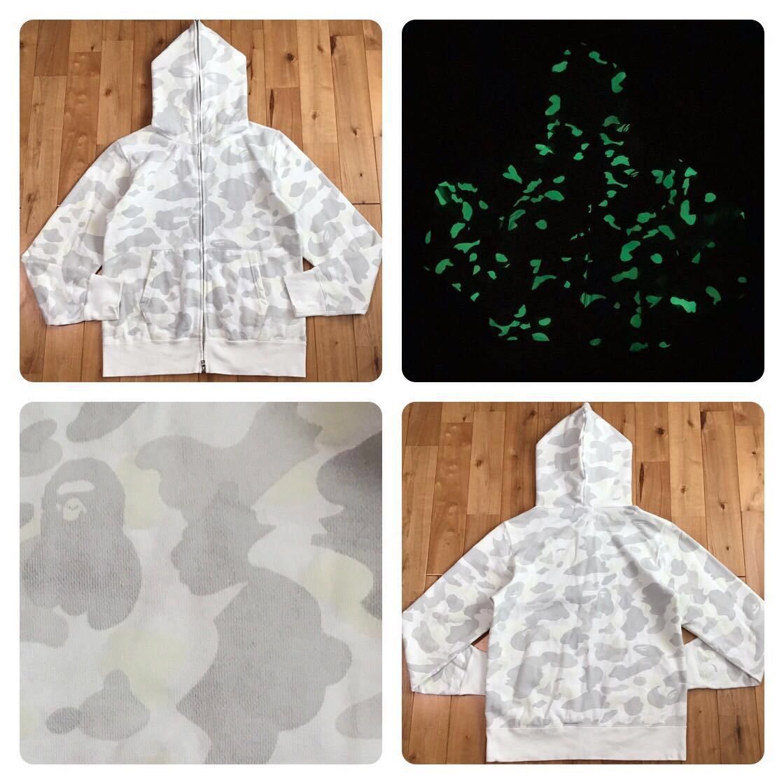 White glow in the dark hot sale bape hoodie