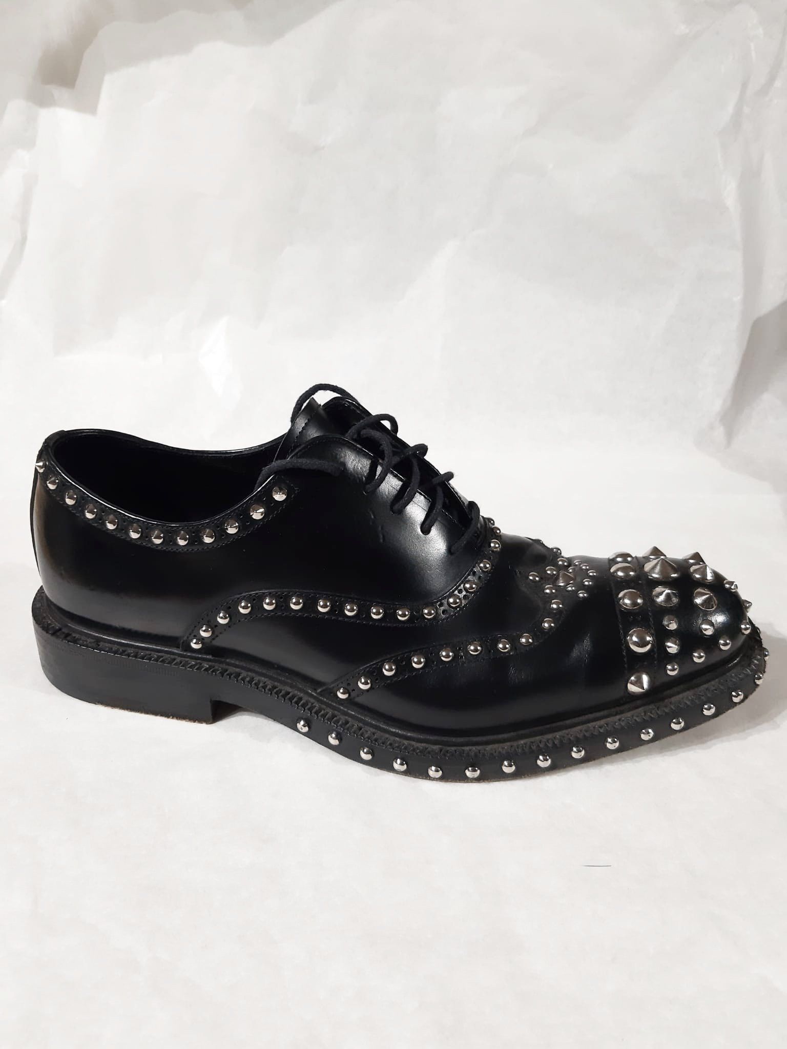 Prada FW 2009 Runway Studded Leather Derby Shoes Size US 7.5 / EU 40-41 - 6 Thumbnail