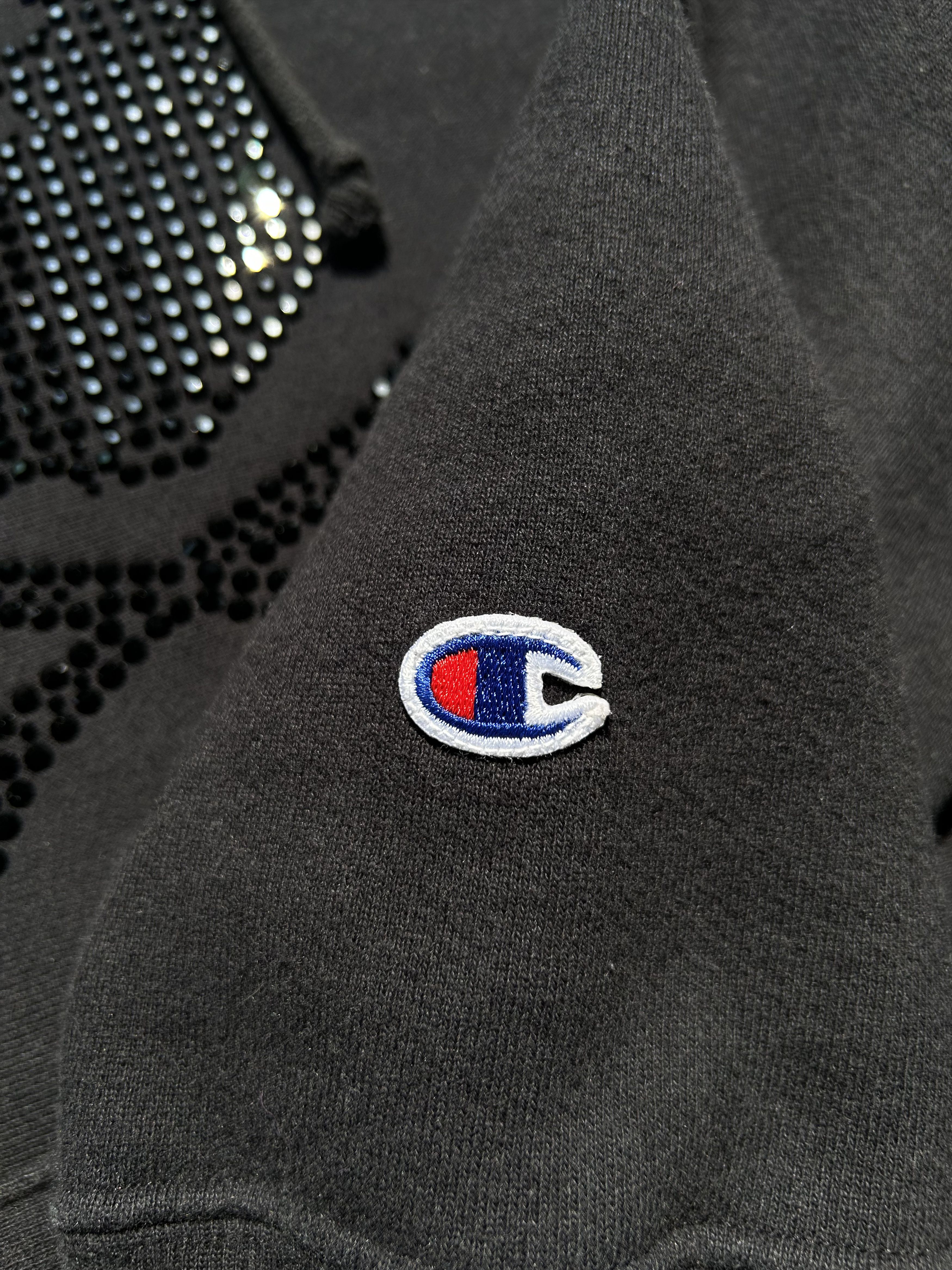 Bape Bape X Champion Swarovski Hoodie Skull Black [Size M] Size US M / EU 48-50 / 2 - 3 Thumbnail