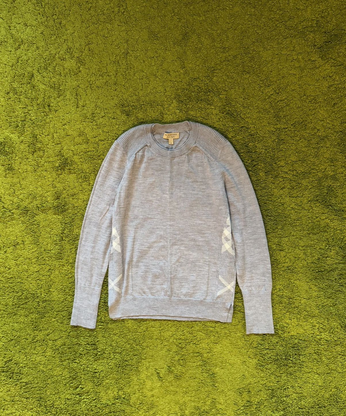 Burberry × Designer Burberry 100% wool grey nova check sweater Size M / US 6-8 / IT 42-44 - 12 Thumbnail