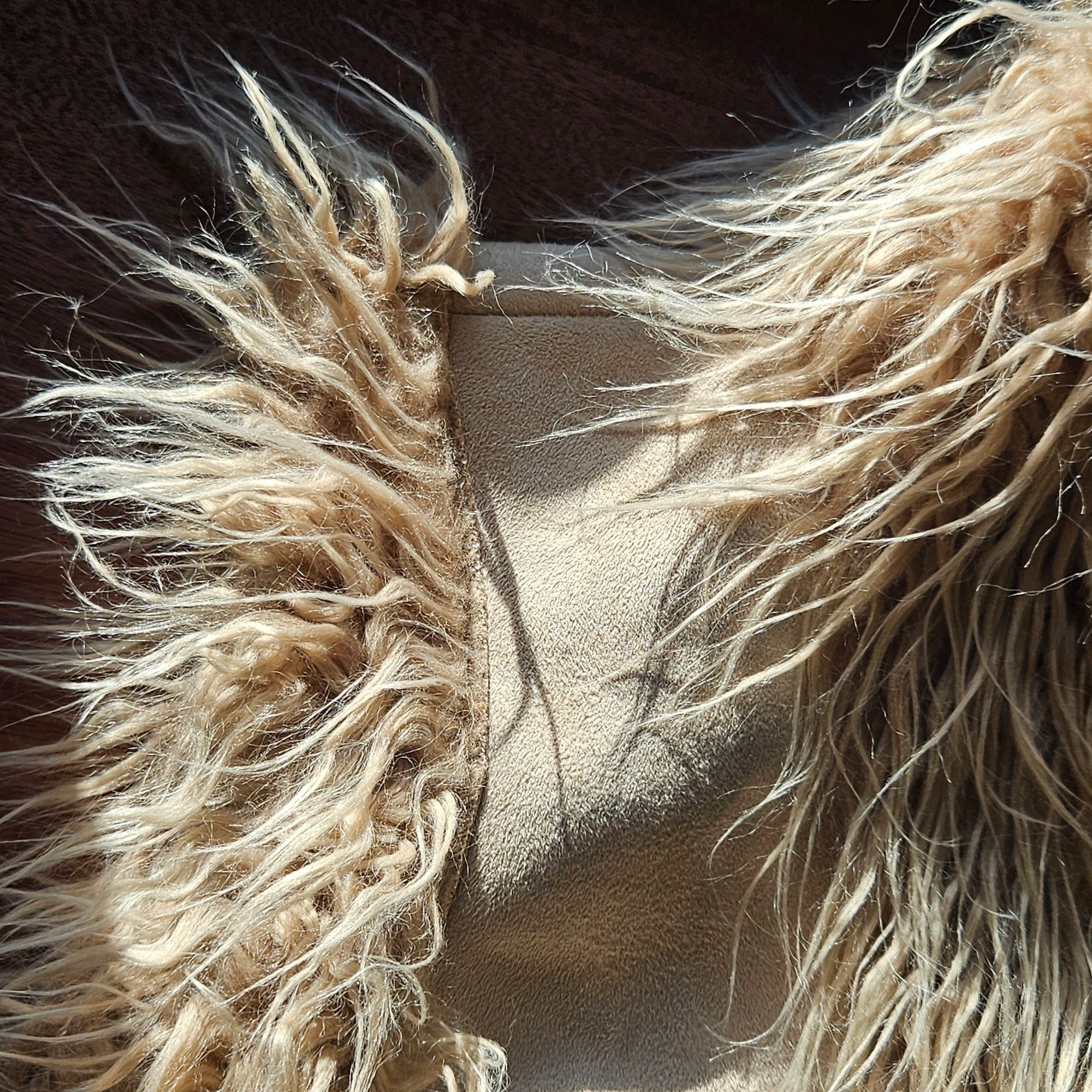 Other Vintage Boho Faux Fur Vest Women INC L Beige Shaggy 70s Fest Size L / US 10 / IT 46 - 6 Thumbnail