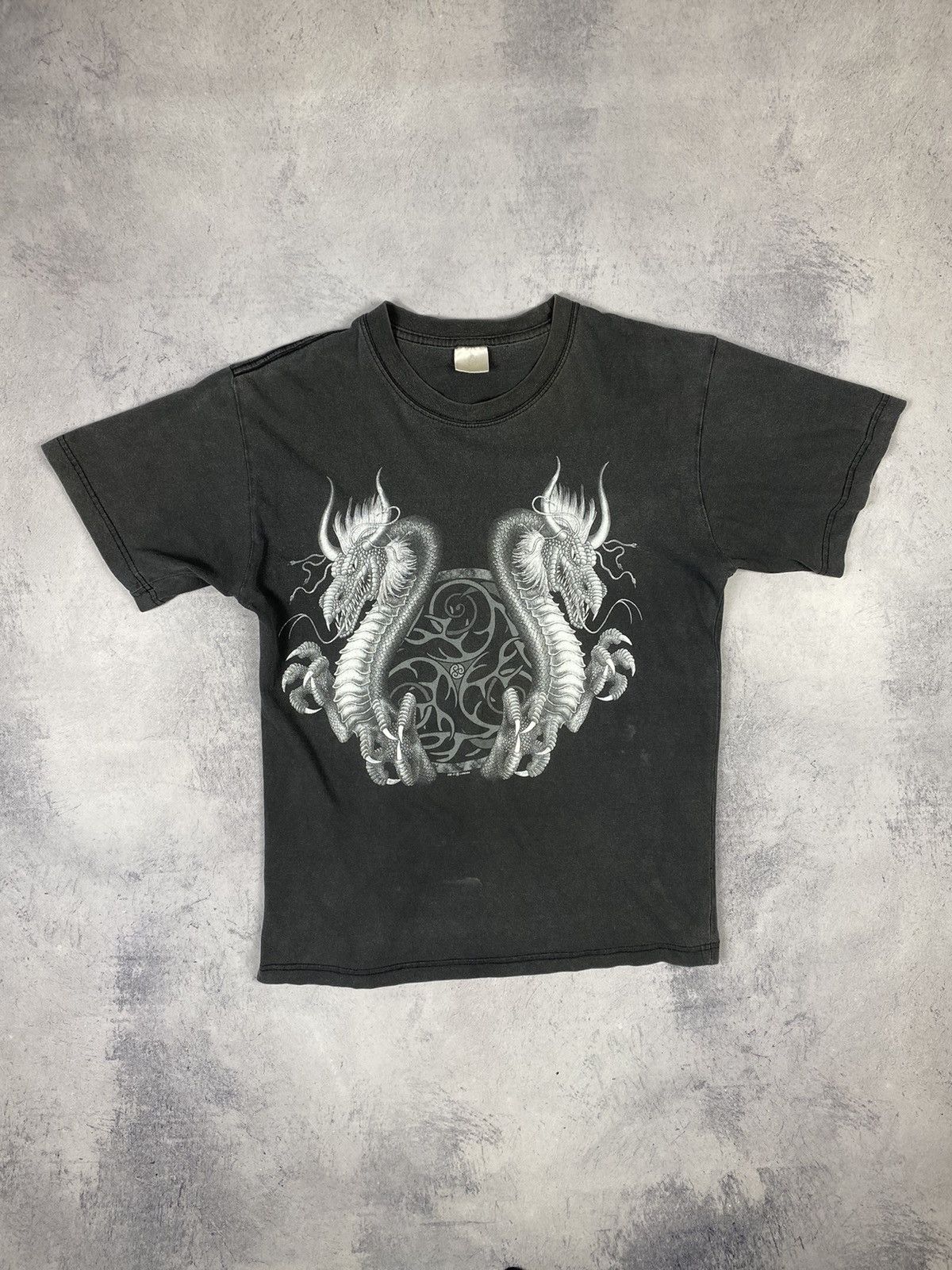 Japanese Brand × Vintage Vintage 00s Dragon Y2k Faded Japanese Affliction Style Tee Size US M / EU 48-50 / 2 - 2 Thumbnail