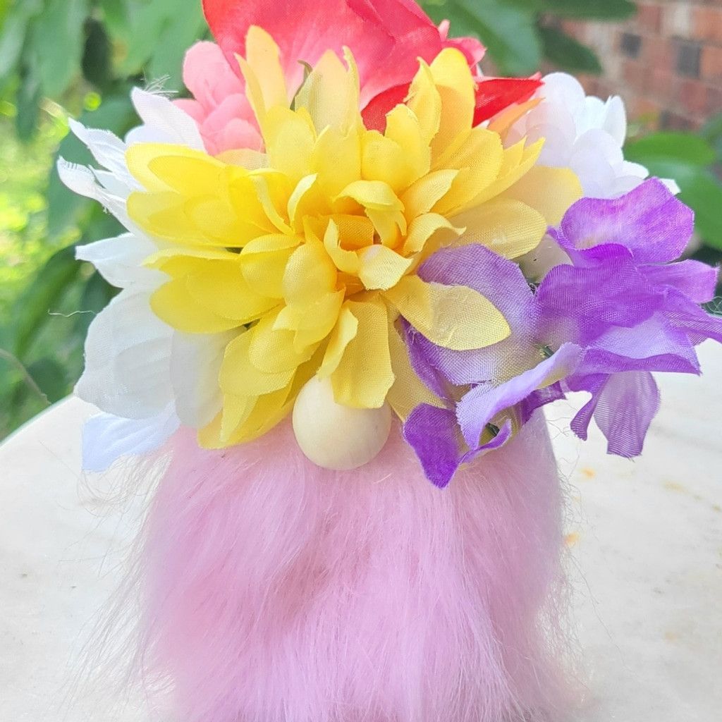 Handmade Spring Summer Floral Gnome Home Decor Shelf Sitter 7" Size ONE SIZE - 1 Thumbnail