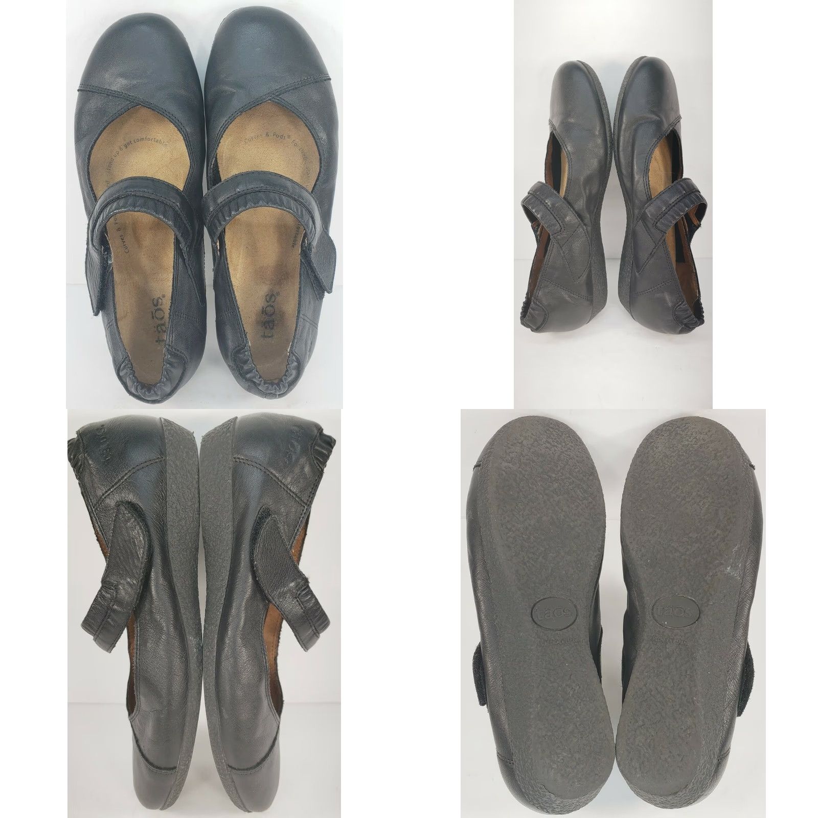 Taos Taos Mary Jane Flats Black Leather Size 6.5M 37EU Arch Support Cushioned Casual Business Dress Shoes Womens Mary Janes Size US 7 / IT 37 - 8 Thumbnail