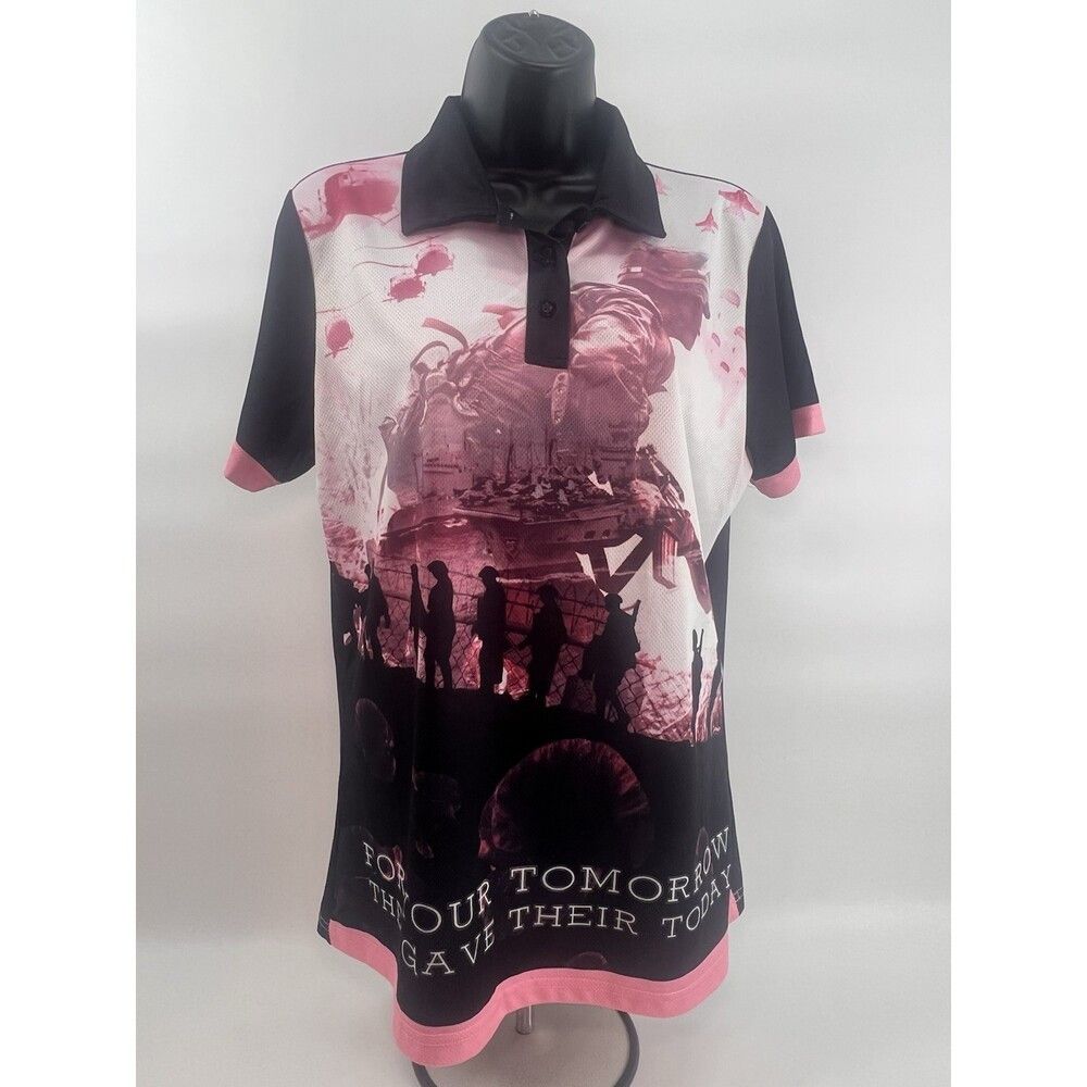 Other DSA Military Memorial Polo Golf Shirt L Pink Black Soldier Size L / US 10 / IT 46 - 1 Thumbnail