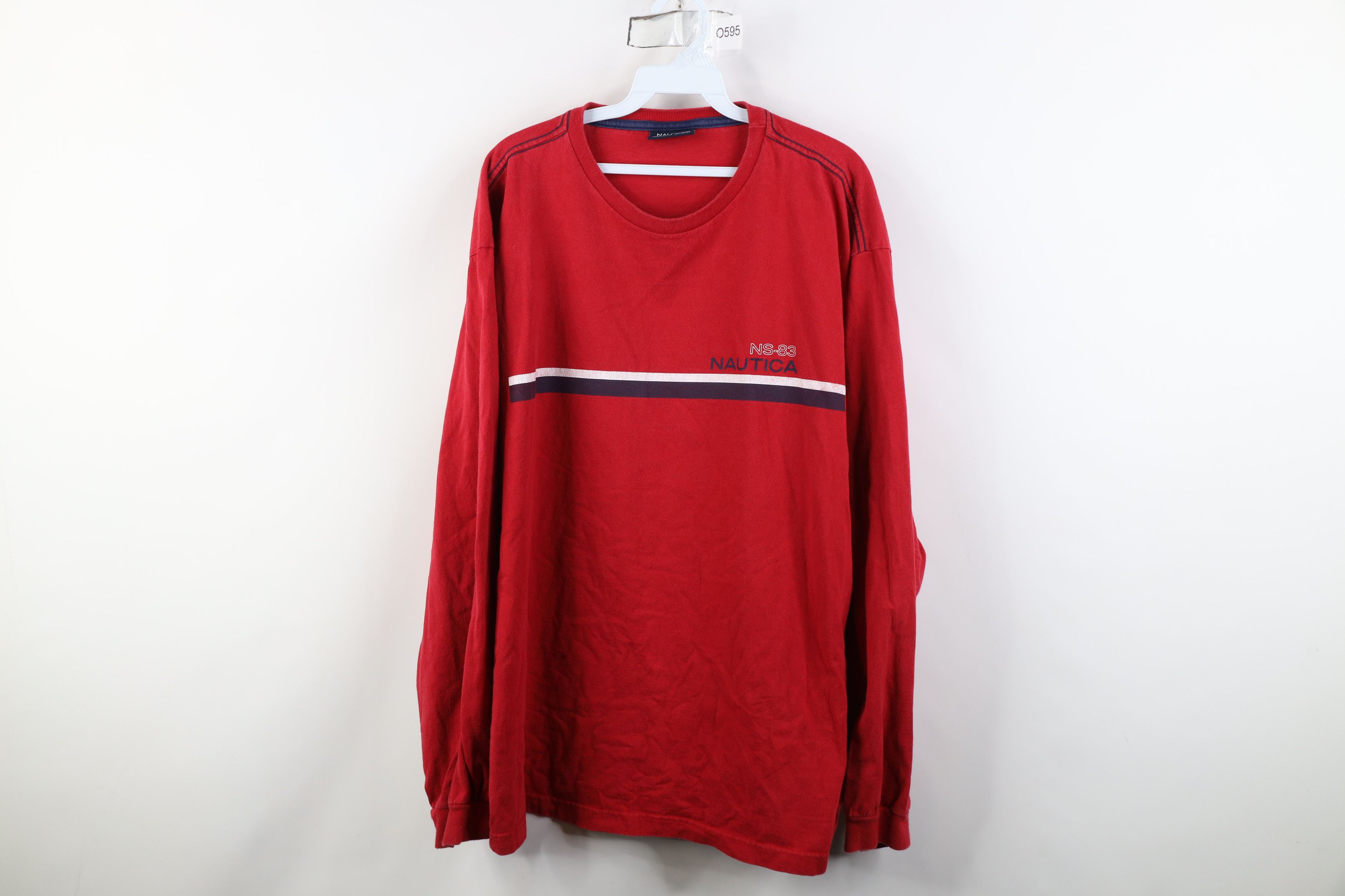 Nautica Vintage 90s Nautica Spell Out Long Sleeve T-Shirt Red Cotton Size US XL / EU 56 / 4 - 1 Thumbnail