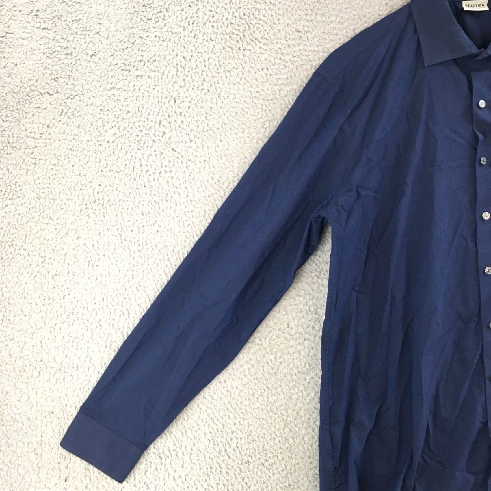 Kenneth Cole Kenneth Cole Reaction Dress Shirt Mens 16.5 Slim Fit Collared Long Sleeve Blue Size 46R - 4 Thumbnail