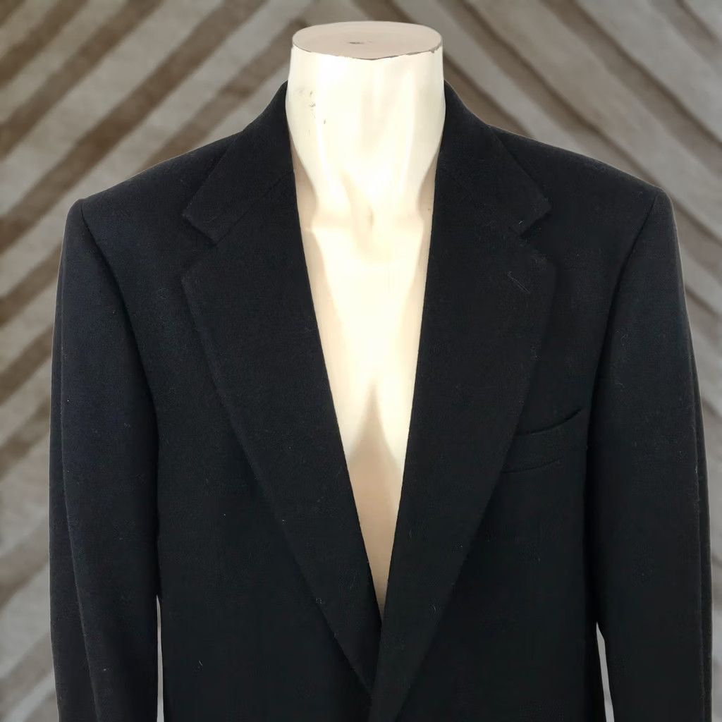 Oscar De La Renta VINTAGE Oscar de la Renta Mens Blazer Jacket 42R Black Wool Cashmere Blend BLAZER Mens Size 42R - 1 Thumbnail