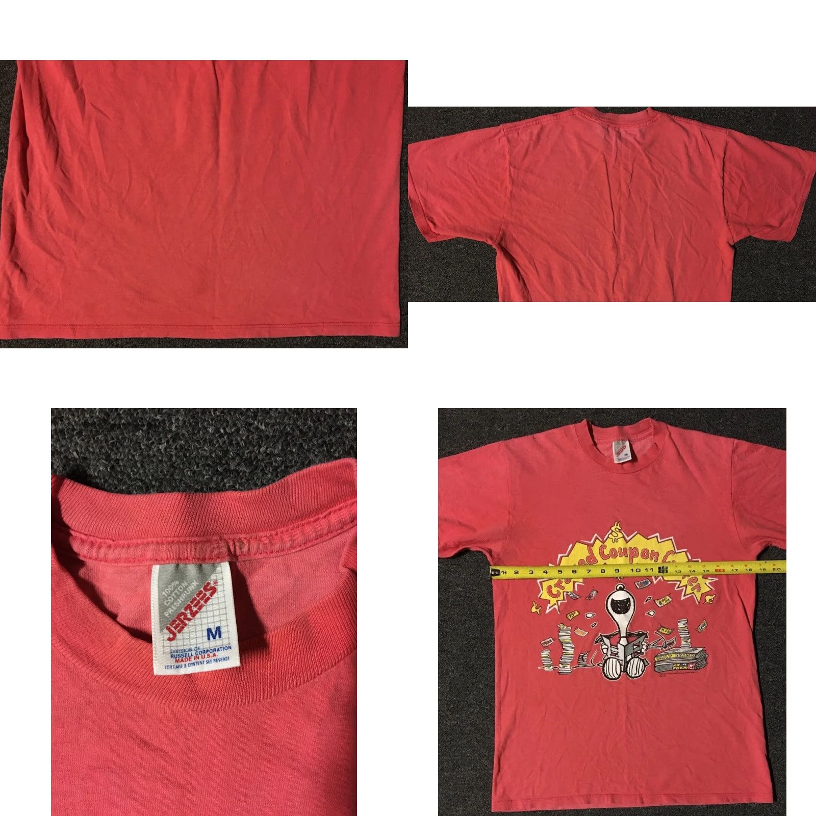 Peanuts VINTAGE Snoopy Shopper Shirt Mens M Pink 90s Peanuts Funny Grunge Cartoons T-Shirt Size US M / EU 48-50 / 2 - 8 Thumbnail