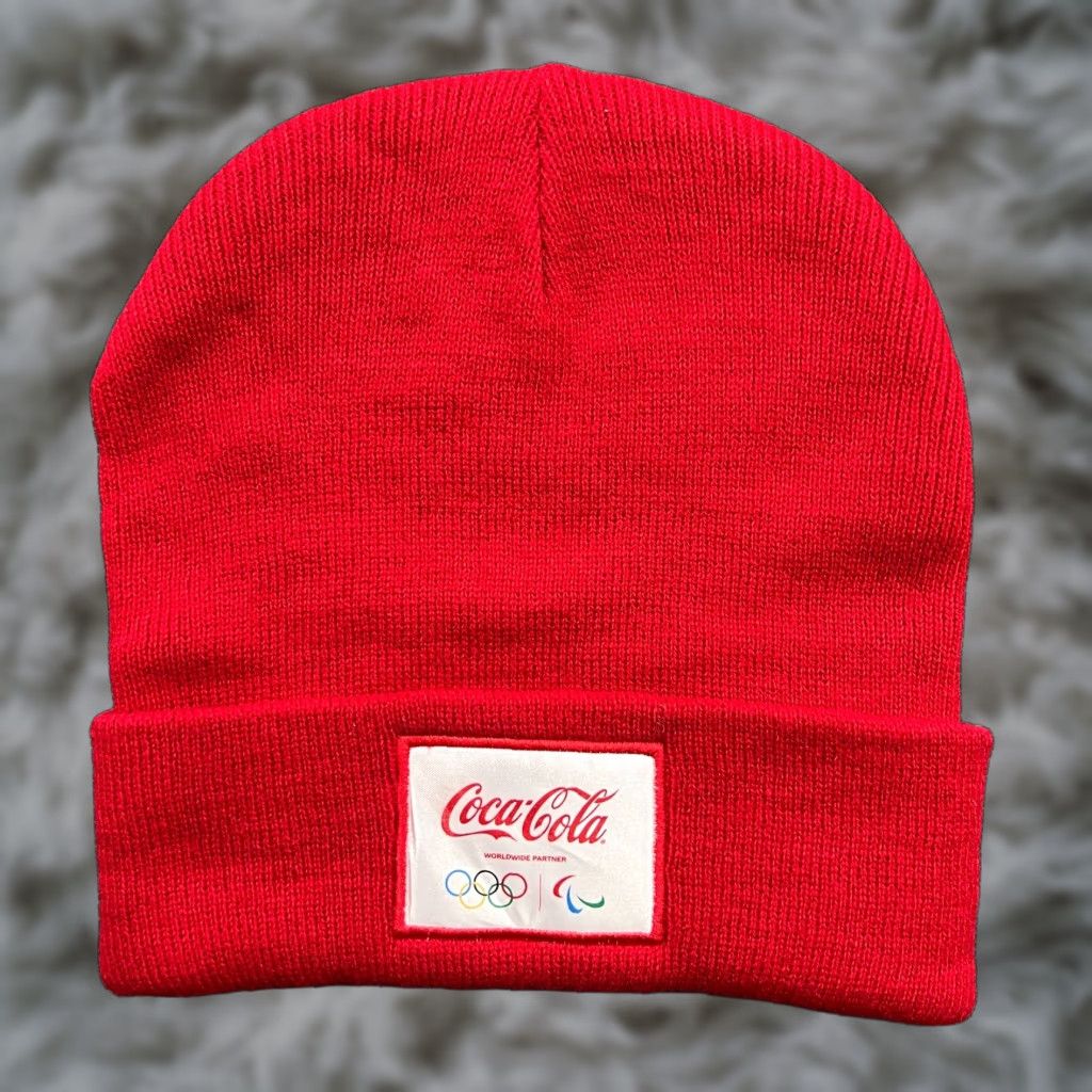 Vintage Coca-Cola Olympics Milano Beanie Hat One Size Red Beanie Hat One Size MC Unisex Adults Knit Thermal Lined Stretch Size ONE SIZE - 1 Thumbnail
