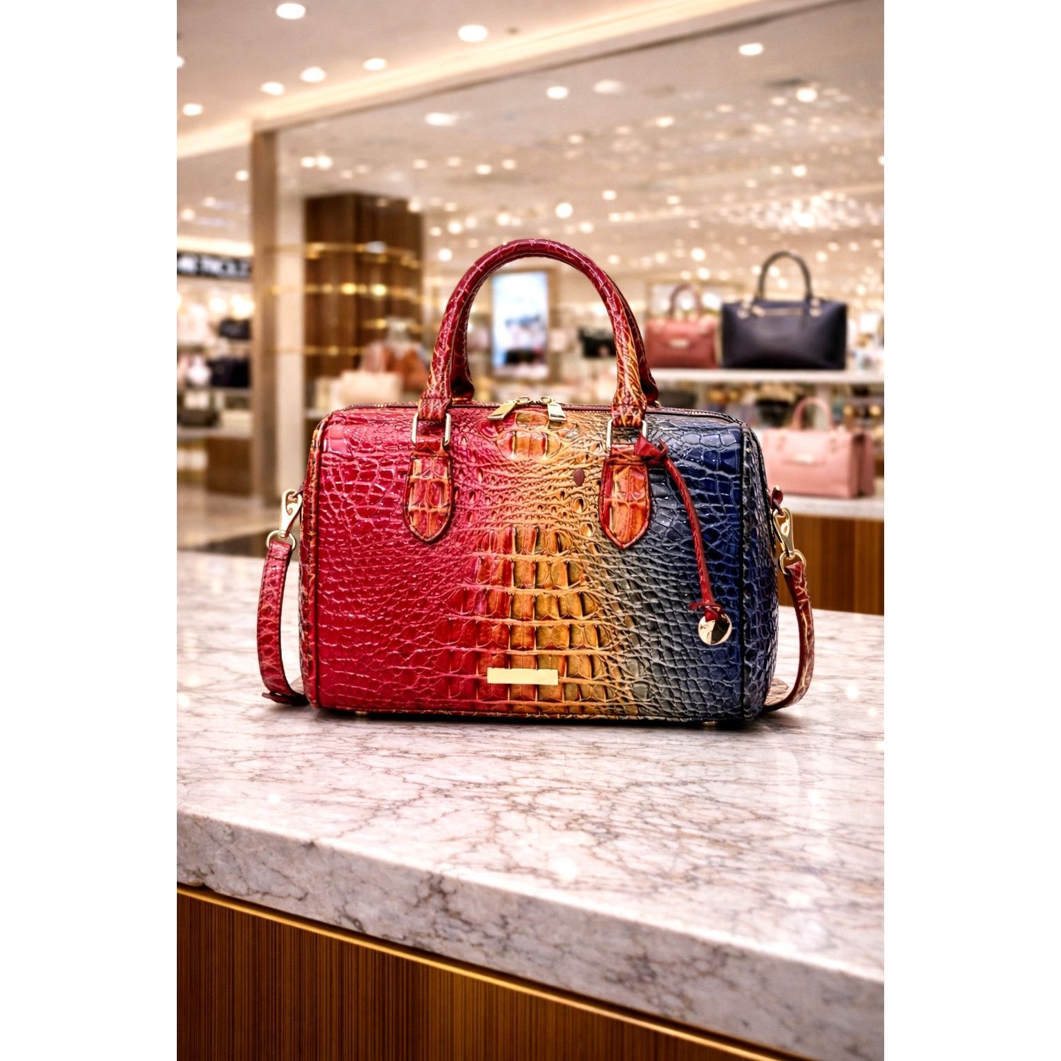 Other Crocodile Embossed Boston Top Handle bag Red Yellow Blue Size ONE SIZE - 1 Thumbnail