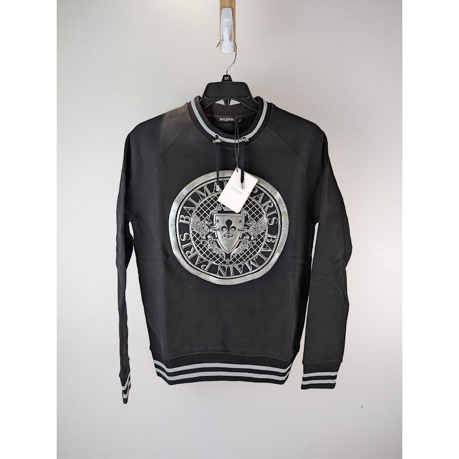 Balmain o1rshd1 Front Logo Crest Sweater in Black Size US M / EU 48-50 / 2 - 1 Thumbnail
