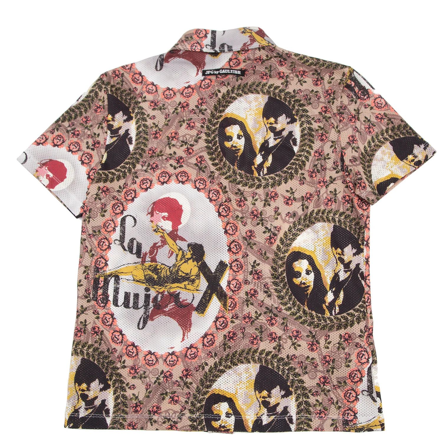 Jean Paul Gaultier Collage Print Poly Mesh Shirt in Mocha Multi Size 48 Size US M / EU 48-50 / 2 - 9 Thumbnail