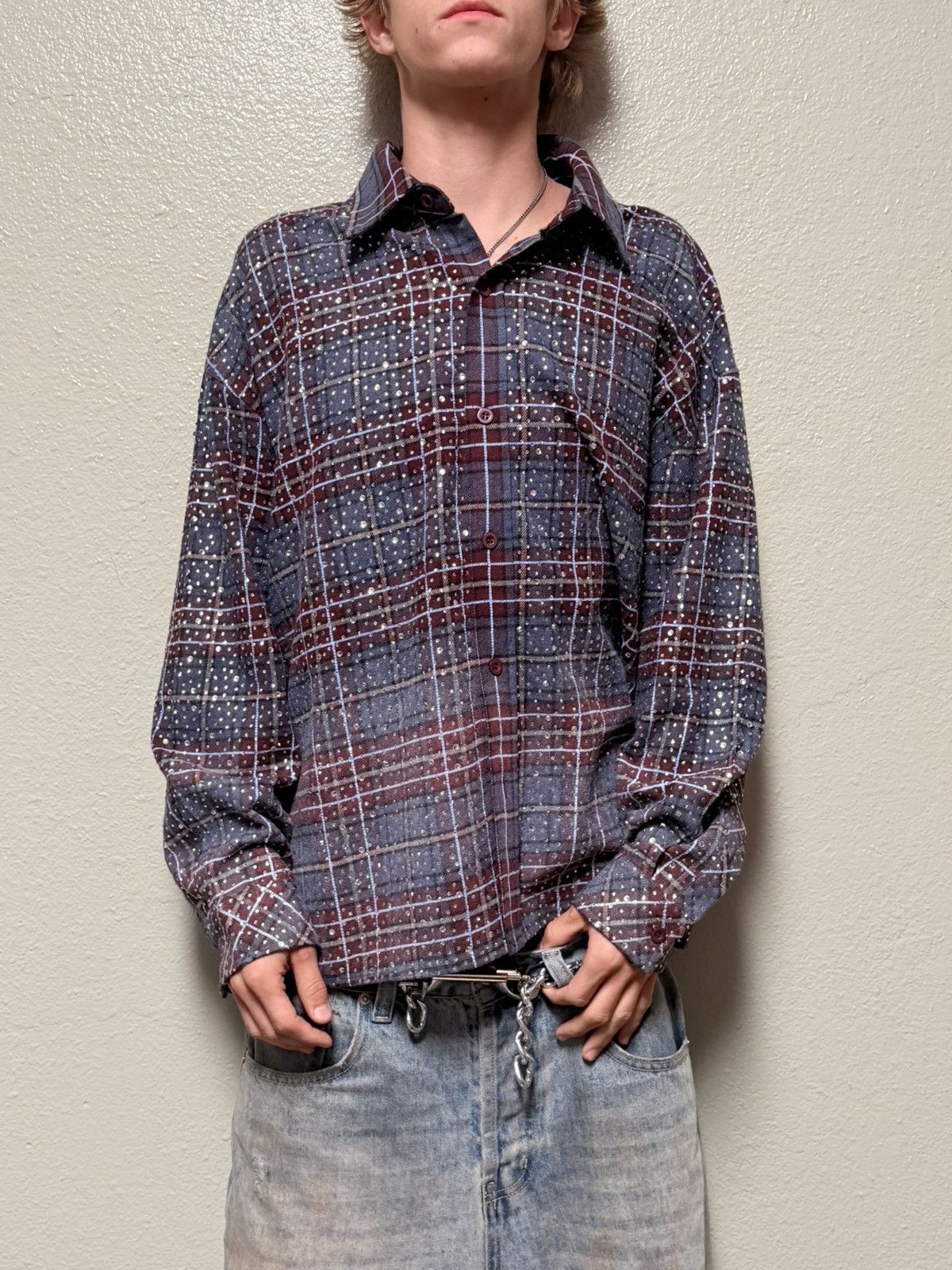 HMDD HMDD Rhinestone Button up Flannel Size US XL / EU 56 / 4 - 1 Thumbnail