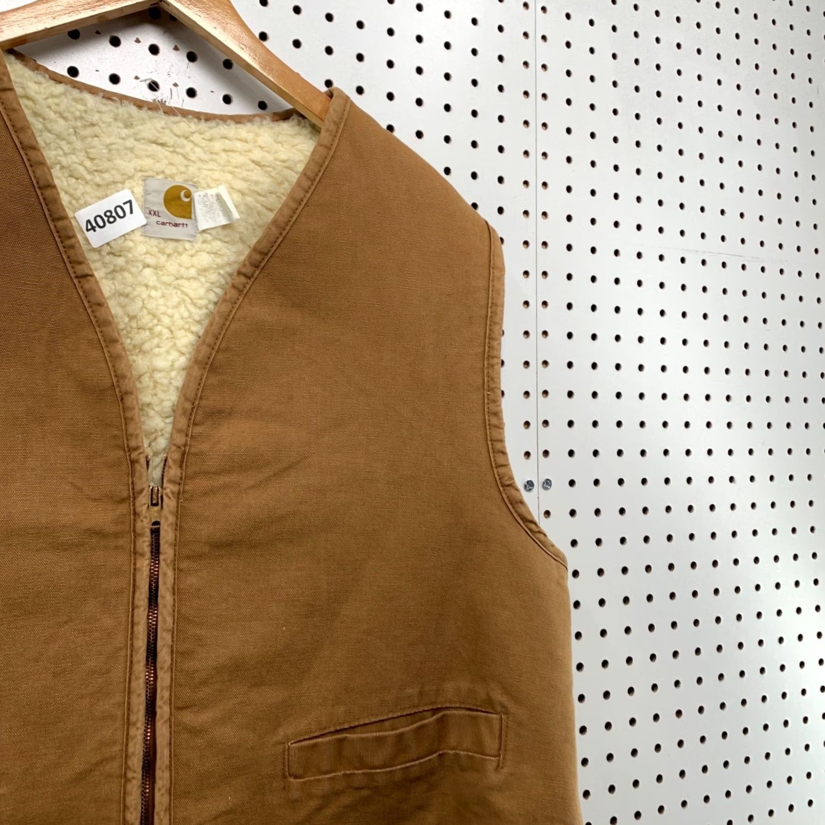 Carhartt VINTAGE Carhartt Vest Shirt Mens 2XL Tan Brown Canvas Sherpa 70s USA 6SV Bomber Workwear Casual Winter Fall Spring Mens Size US XXL / EU 58 / 5 - 7 Thumbnail