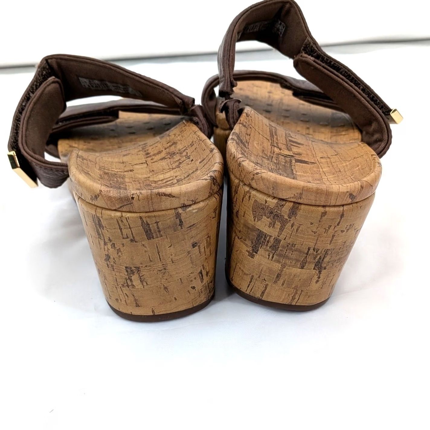 Vionic Vionic Pepper Brown Leather Cork Wedge Slide Sandals - Women 9 Size US 9 / IT 39 - 5 Thumbnail