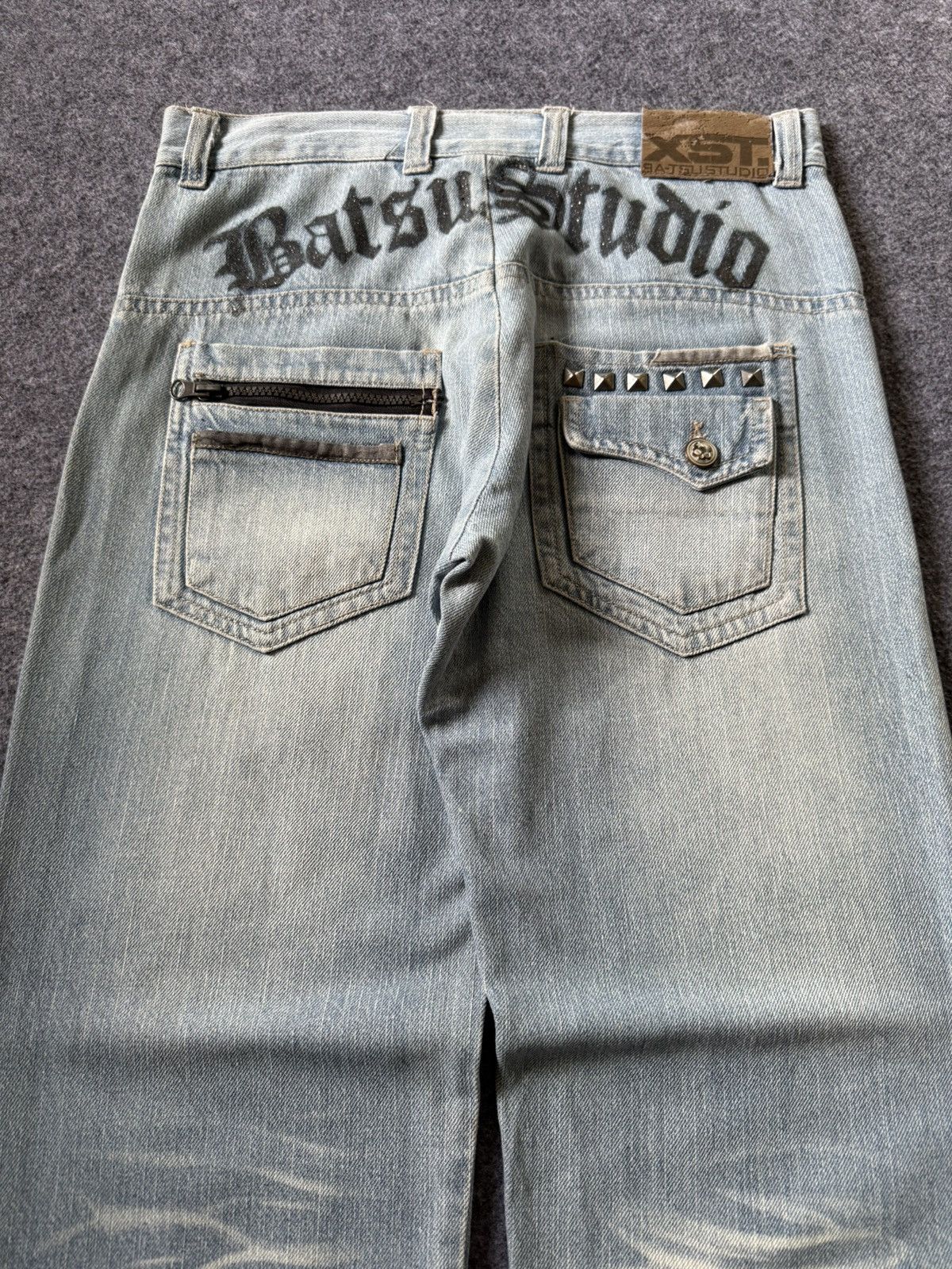 Hysteric Glamour × Japanese Brand × PPFM Ba-tsu Studio Japan Studded Patched Loose Straight Jeans Size US 29 - 3 Thumbnail