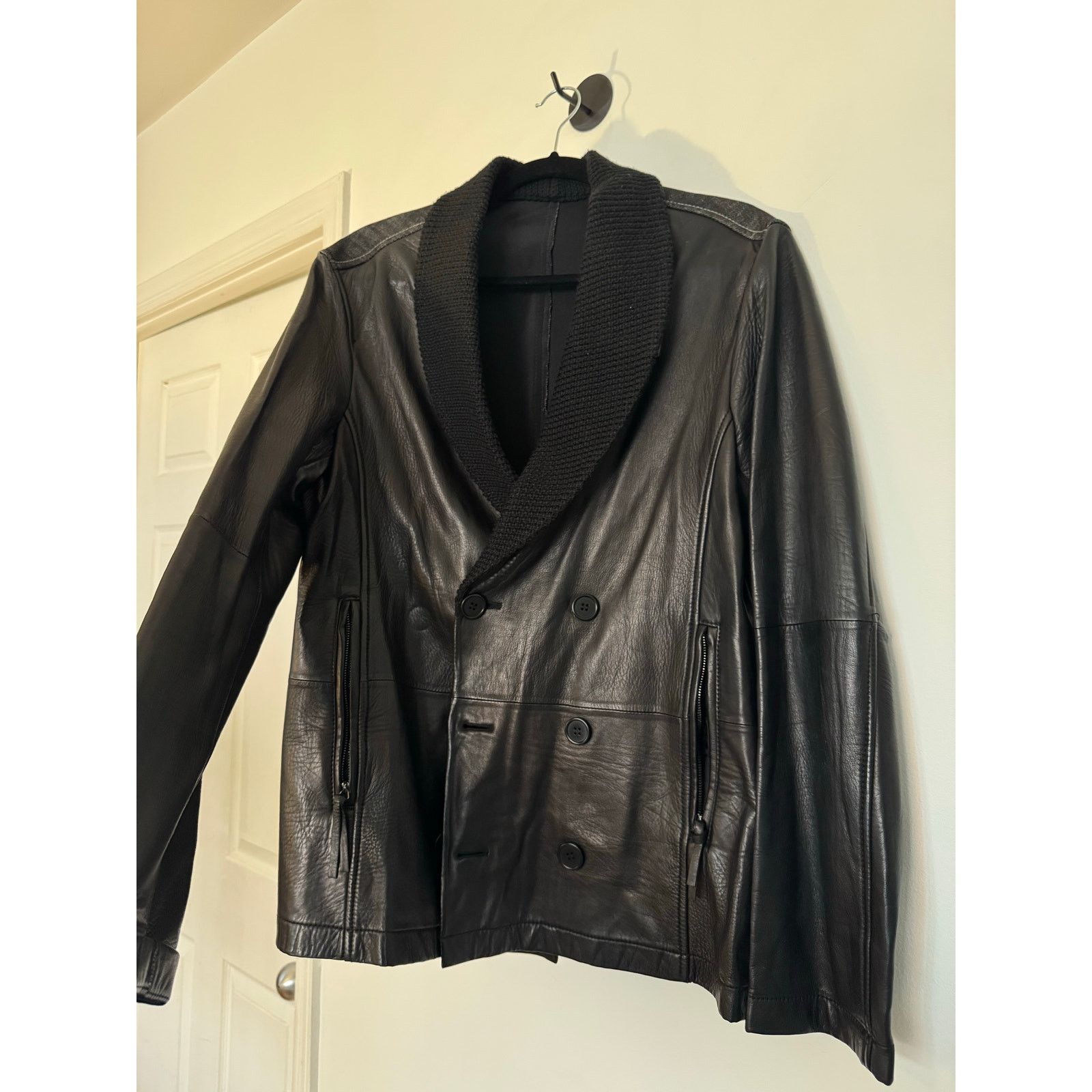 Emporio Armani Emporio Armani Leather Double Breasted Jacket with Denim Size US M / EU 48-50 / 2 - 5 Thumbnail