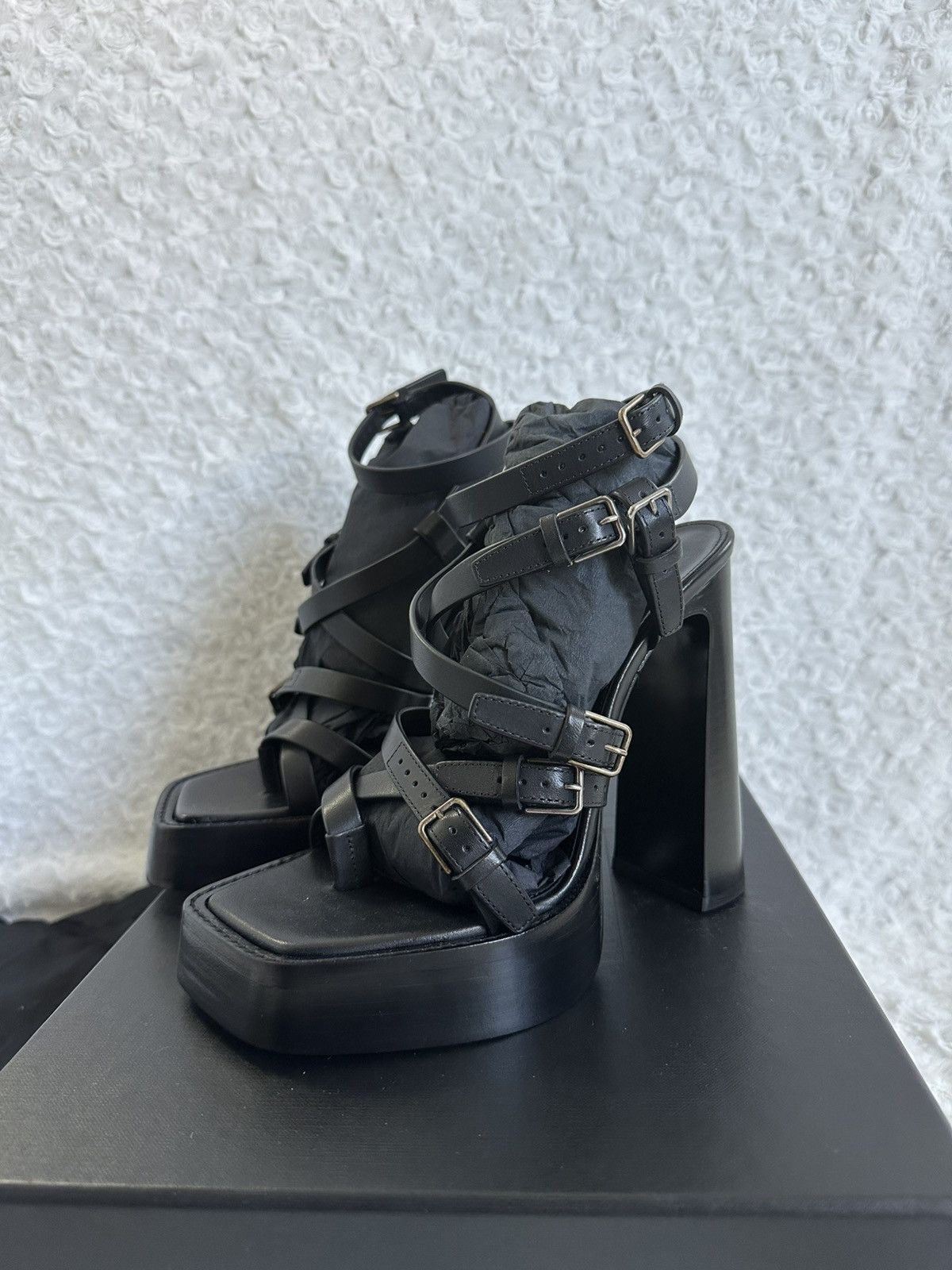 Saint Laurent Paris × Yves Saint Laurent Saint Laurent Heeled Sandals Platz Size US 7.5 / IT 37.5 - 1 Thumbnail