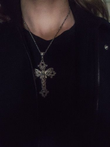 Vintage Large Moth Cross Necklace Pendant Size ONE SIZE - 5 Thumbnail