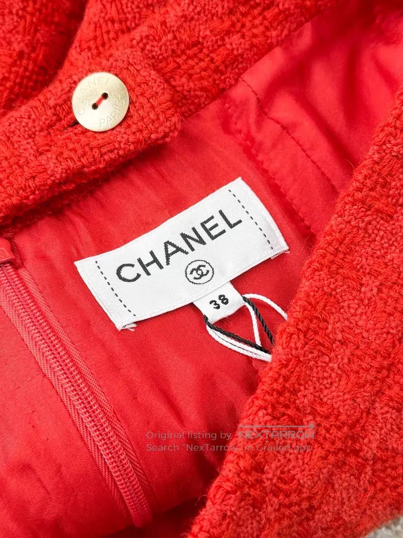 Chanel Chanel Red four-pocket soft tweed half-length skirt Size 25" / US 0 / IT 36 - 5 Thumbnail