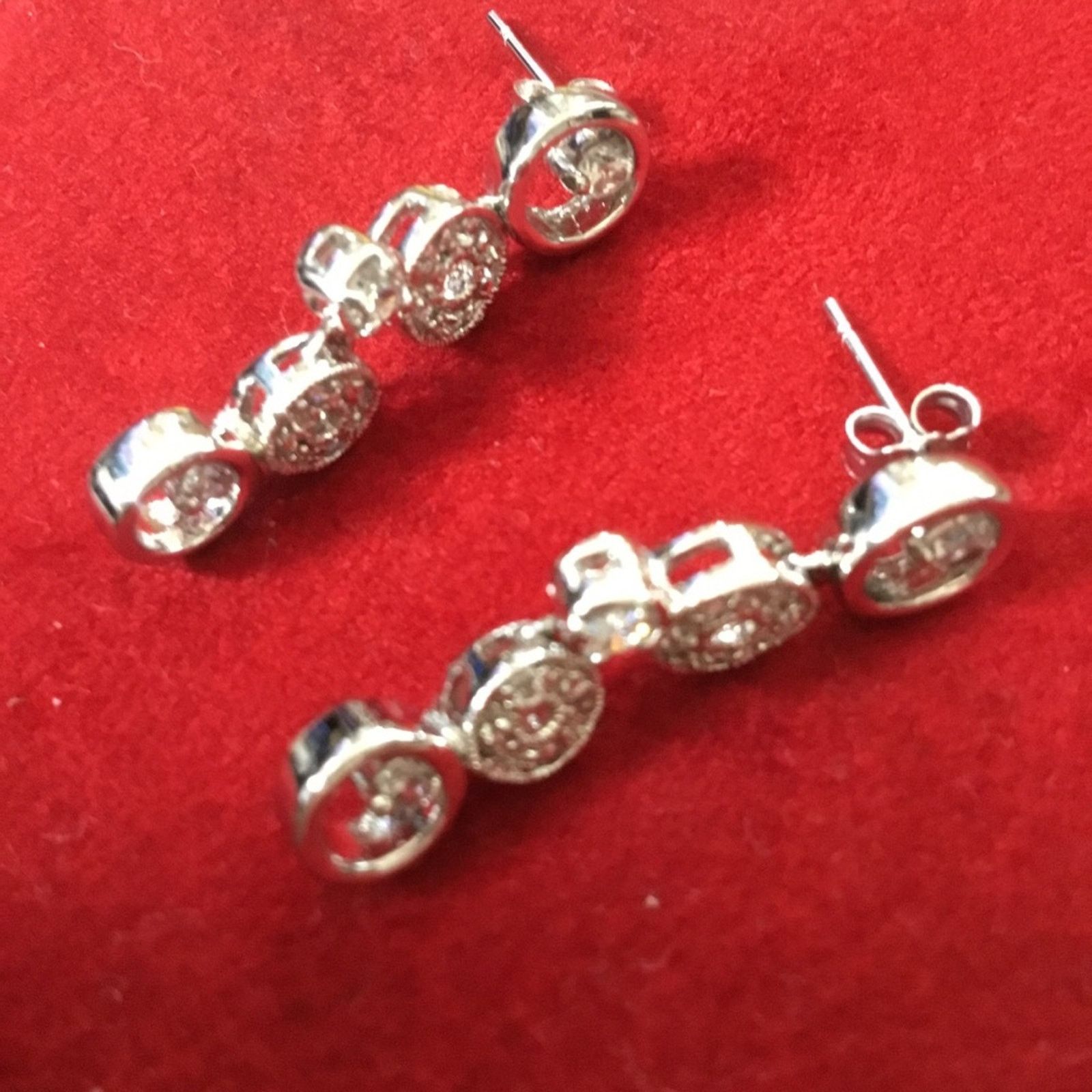 Other Sterling Silver Round Multi-Crystal Earrings Size ONE SIZE - 5 Thumbnail