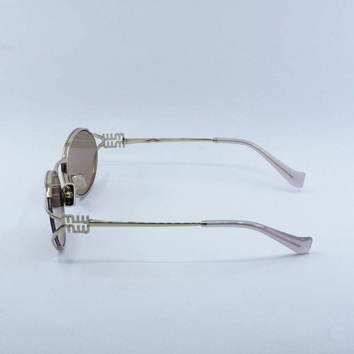 Miu Miu Miu Miu MU52YS ZVN20F Sunglasses Pale Gold Oval Frame, Pink Size ONE SIZE - 8 Thumbnail