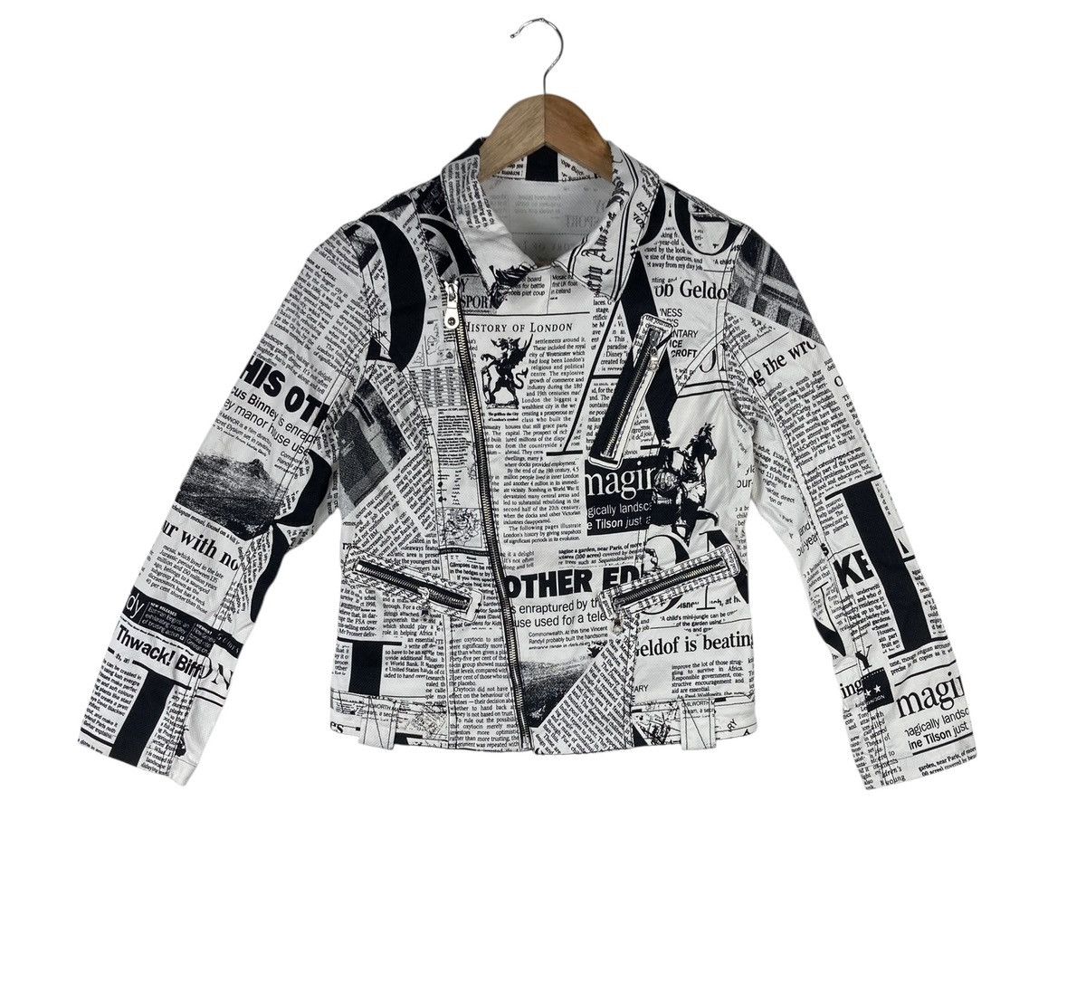 Hardy Amies Vintage Hardy Amies London Newspaper Print Bike Jacket Size M / US 6-8 / IT 42-44 - 1 Thumbnail