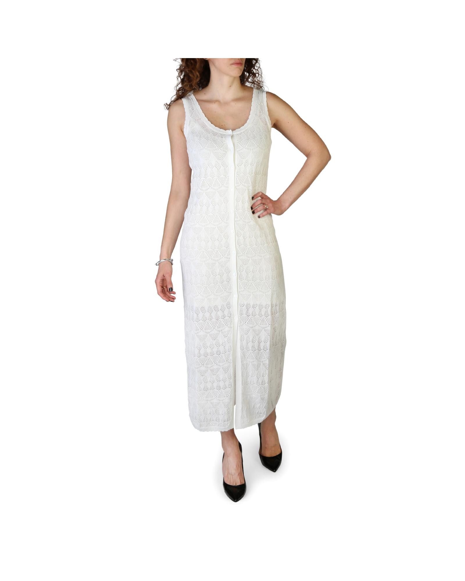 image of Pepe Jeans Sleeveless Linen Blend Dress With Round Neckline in White, Women's (Size XS)