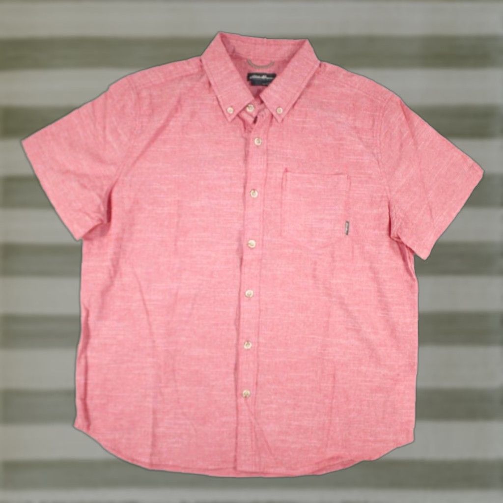Eddie Bauer Eddie Bauer Grifton Short Sleeve Cotton Button Down Shirt Red Men's L Size US L / EU 52-54 / 3 - 1 Thumbnail