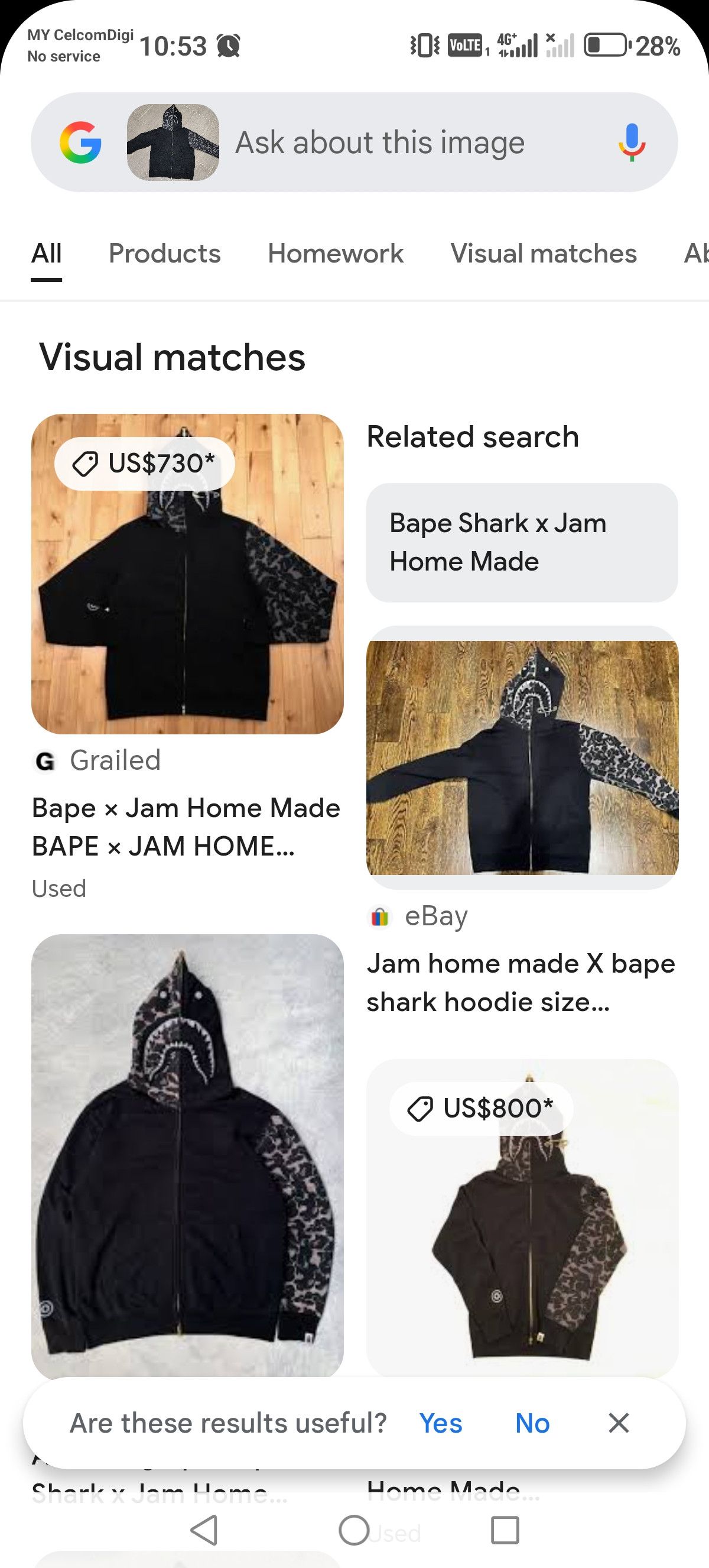 Bape × Jam Home Made Rare!! BAPE × JAM HOME MADE Shark full zip hoodie Size US XXL / EU 58 / 5 - 20 Thumbnail