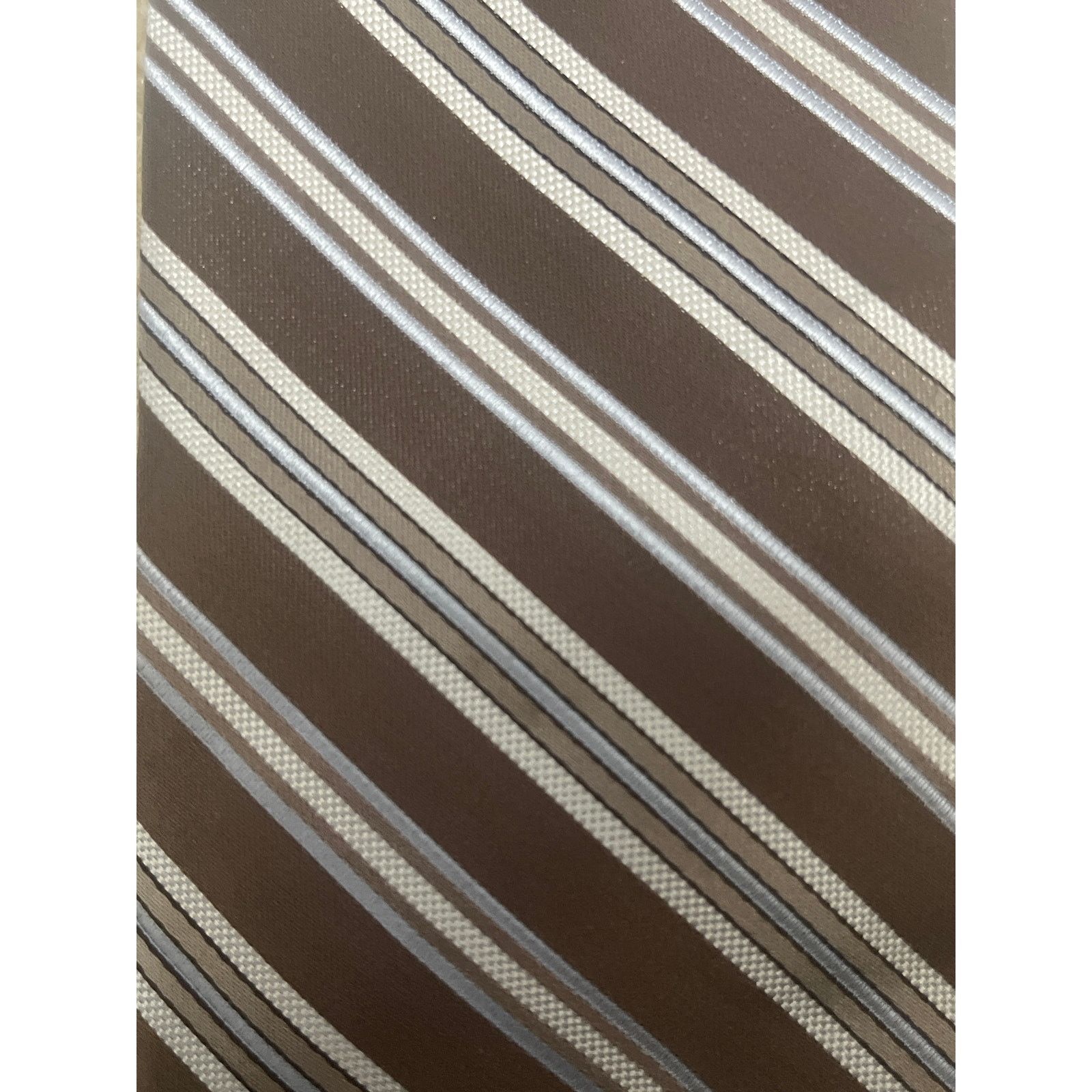 DKNY DKNY bronze, gold blue stripe tie 100% silk 3.5inch Designer Size ONE SIZE - 5 Thumbnail