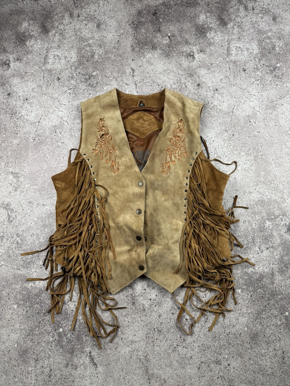 Cowboy Equipment Stars & Stripes 00s vintage real leather suede western vest Size M / US 6-8 / IT 42-44 - 1 Thumbnail