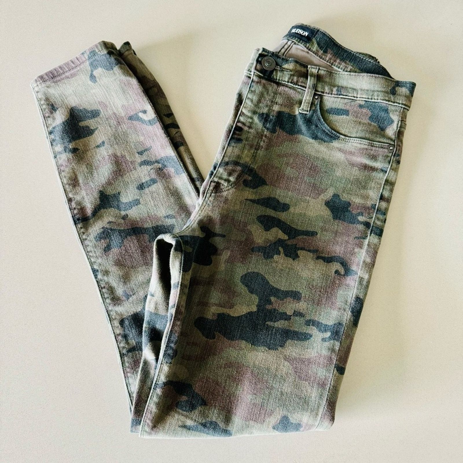 Hudson HUDSON Tan Olive Camo High Rise Super Skinny Leg Denim Jeans Size 28" / US 6 / IT 42 - 10 Thumbnail