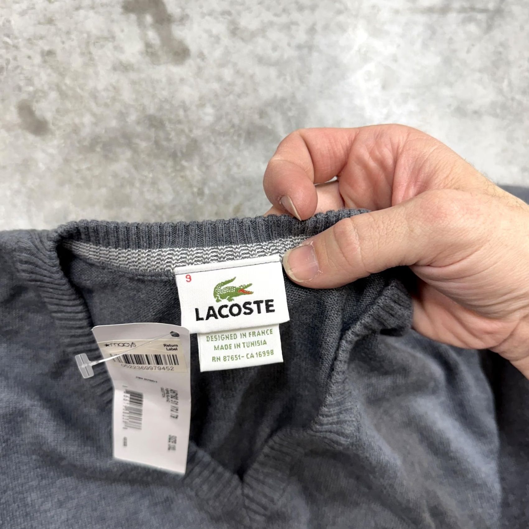 Lacoste Lacoste Sweater Mens 3XL Gray V Neck Long Sleeve Knit Pullover Croc Logo Size US XXL / EU 58 / 5 - 4 Thumbnail