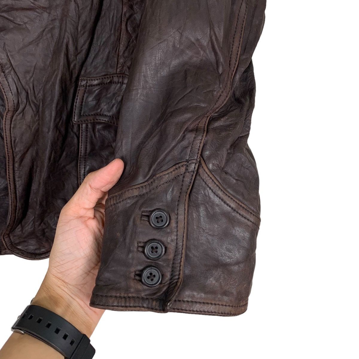Japanese Brand 1969 AUTHENTIC DENIM Spring 03 Cow Leather Jacket #0366-C17 Size US XL / EU 56 / 4 - 13 Thumbnail