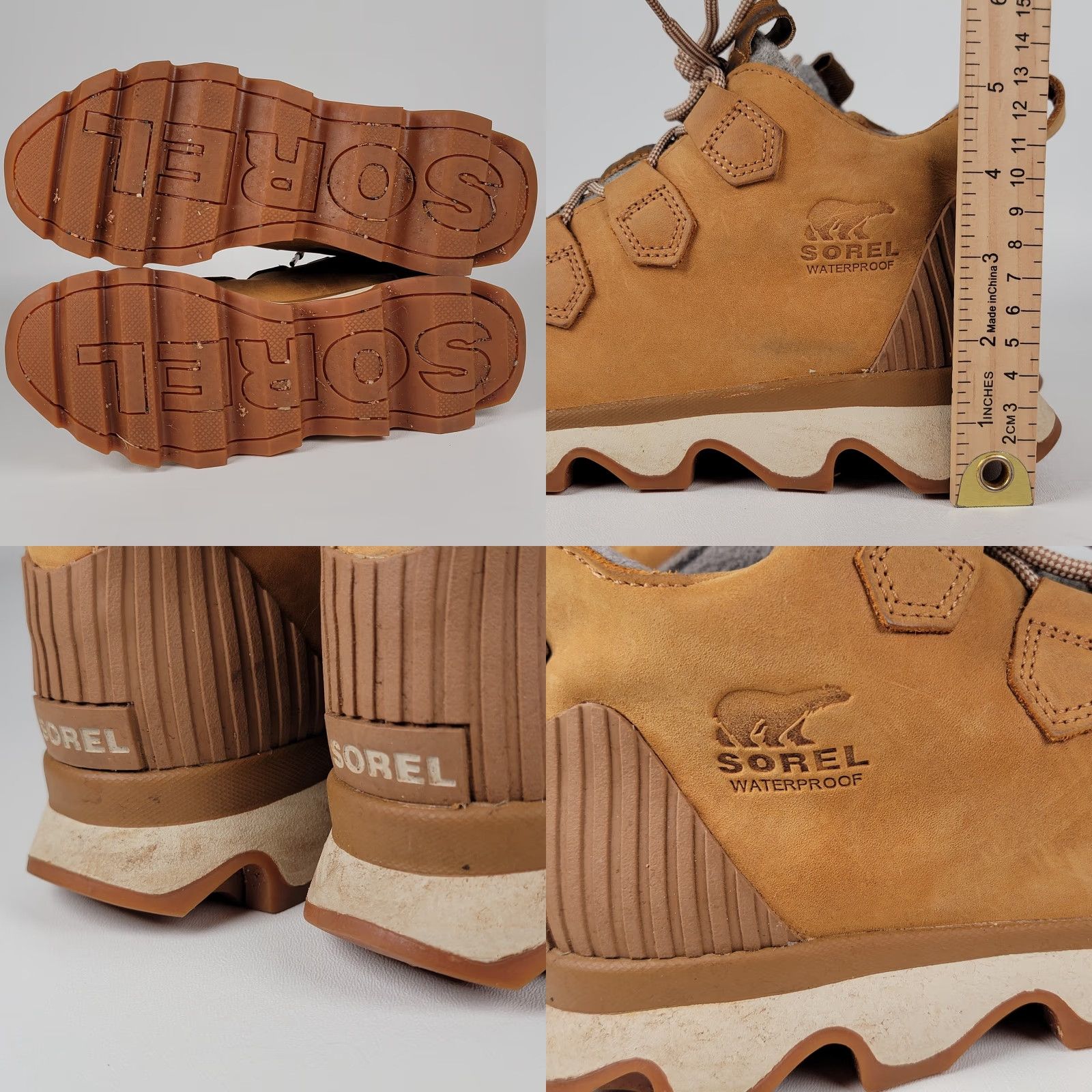 SOREL Sorel Kinetic Caribou Waterproof Ankle Snow Boot Leather Wool Women's 7.5 Tan Brown/Gray Boots Women's 7.5 Navy? Size US 8 / IT 38 - 8 Thumbnail