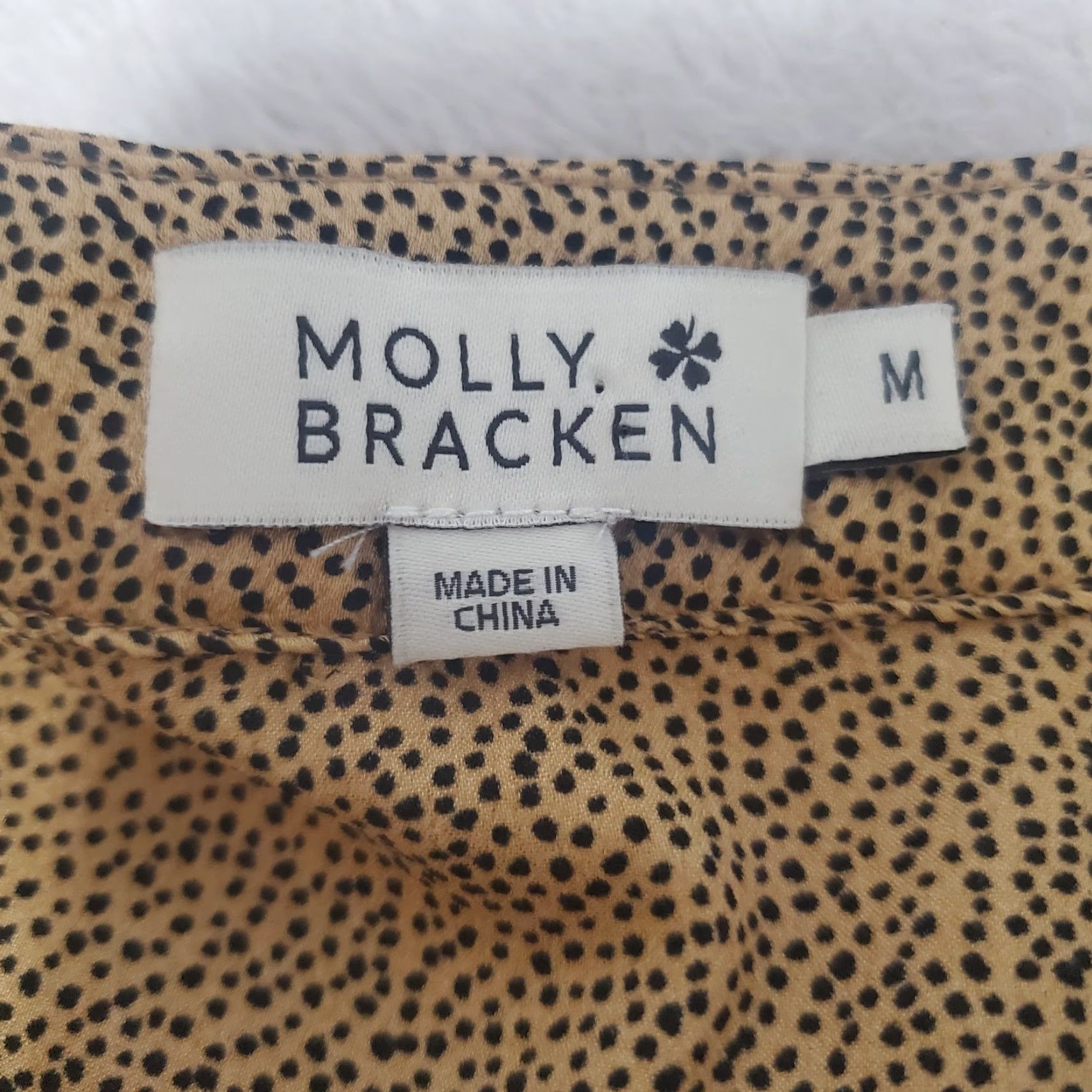 Vintage Molly Bracken Blouse Women M Brown Black Spot Print V Neck Tie Career Shirt Size M / US 6-8 / IT 42-44 - 3 Thumbnail