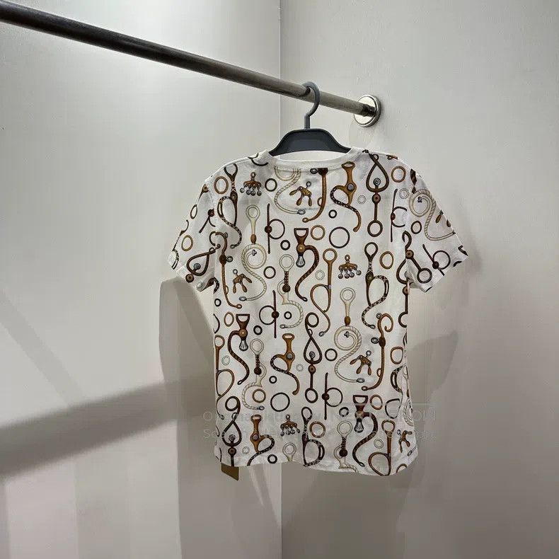 Hermes Hermes Horse Tack Pattern Short Sleeve T-Shirt Size M / US 6-8 / IT 42-44 - 2 Thumbnail